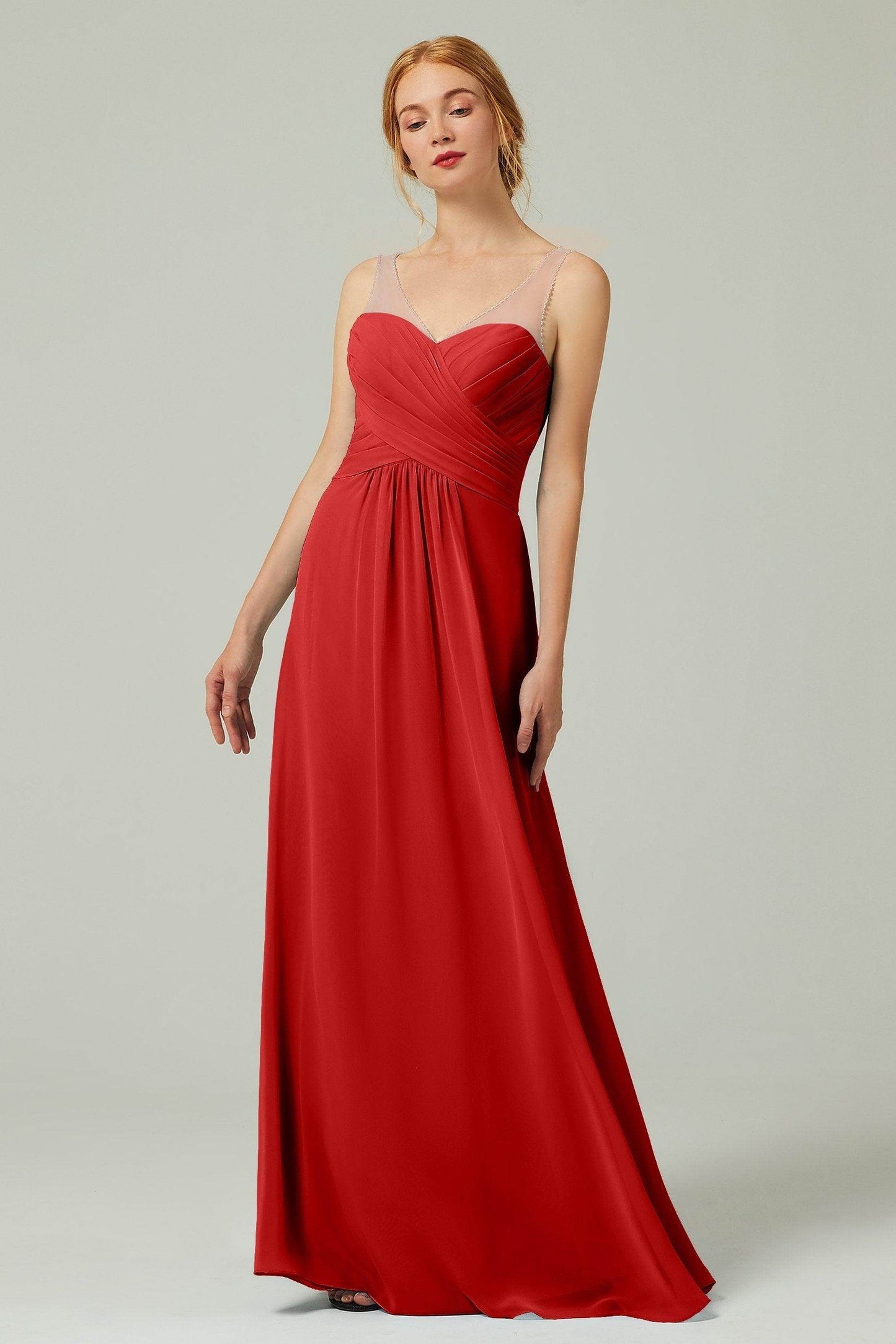 A-Line Floor Length Chiffon Bridesmaid Dress CB0331 - COCOMELODY