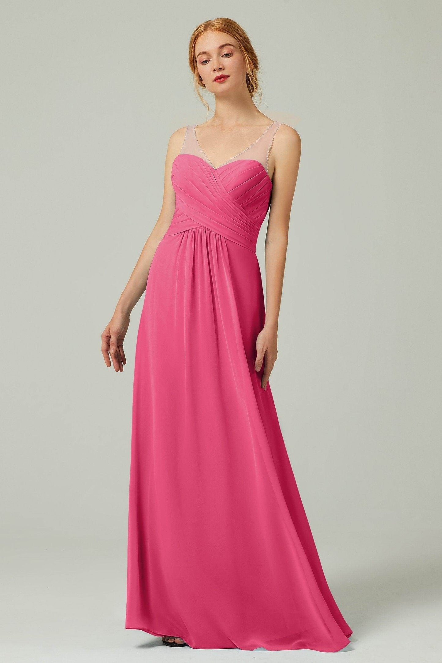 A-Line Floor Length Chiffon Bridesmaid Dress CB0331 - COCOMELODY