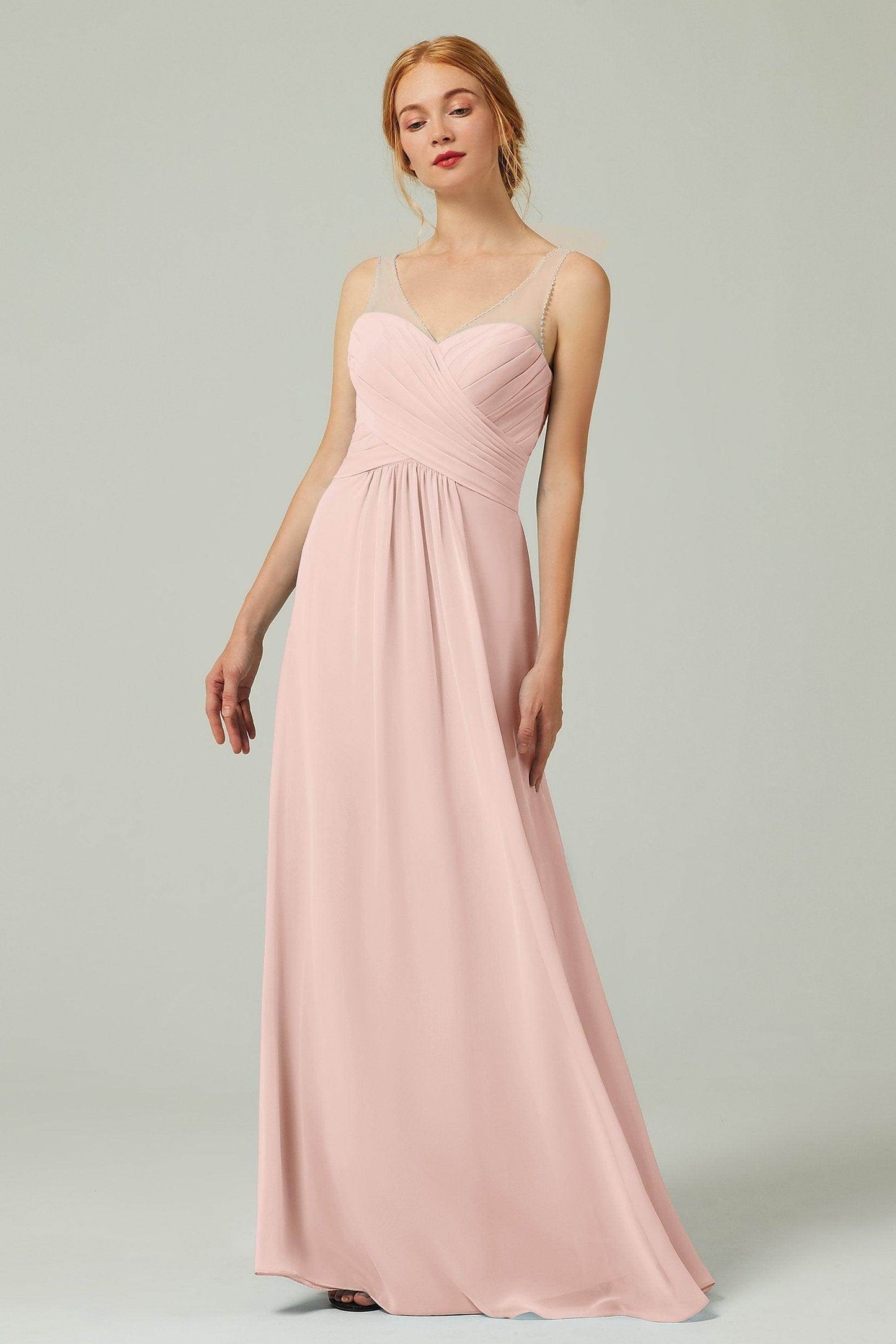 A-Line Floor Length Chiffon Bridesmaid Dress CB0331 - COCOMELODY
