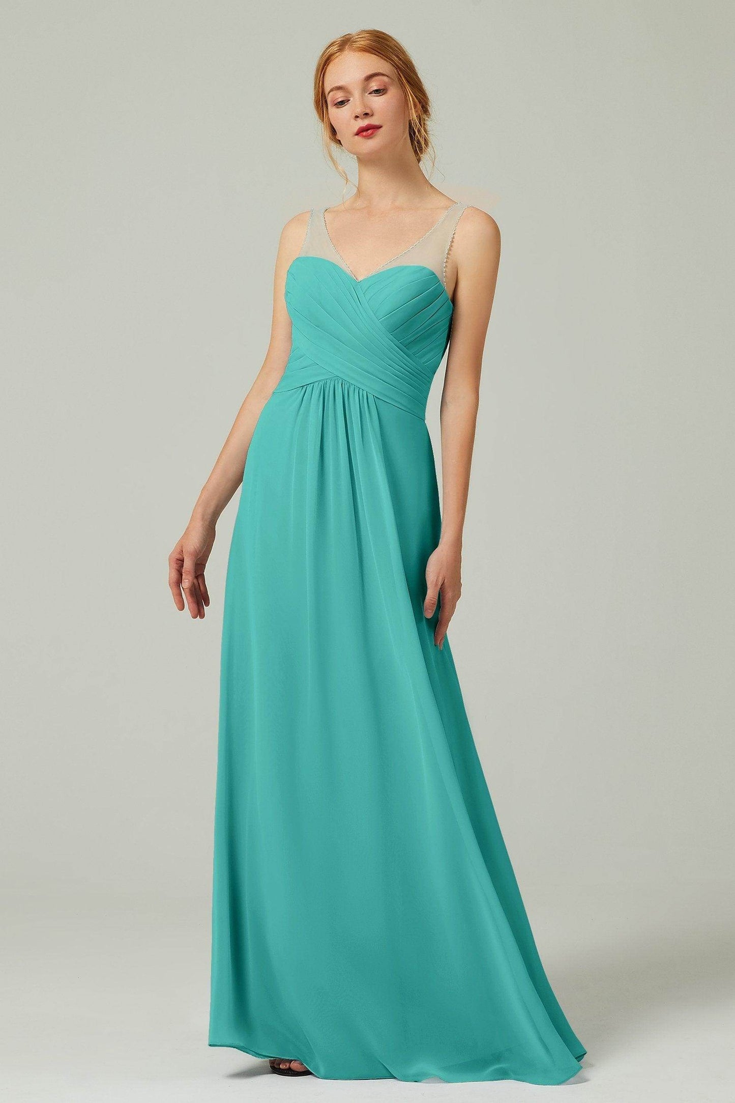 A-Line Floor Length Chiffon Bridesmaid Dress CB0331 - COCOMELODY