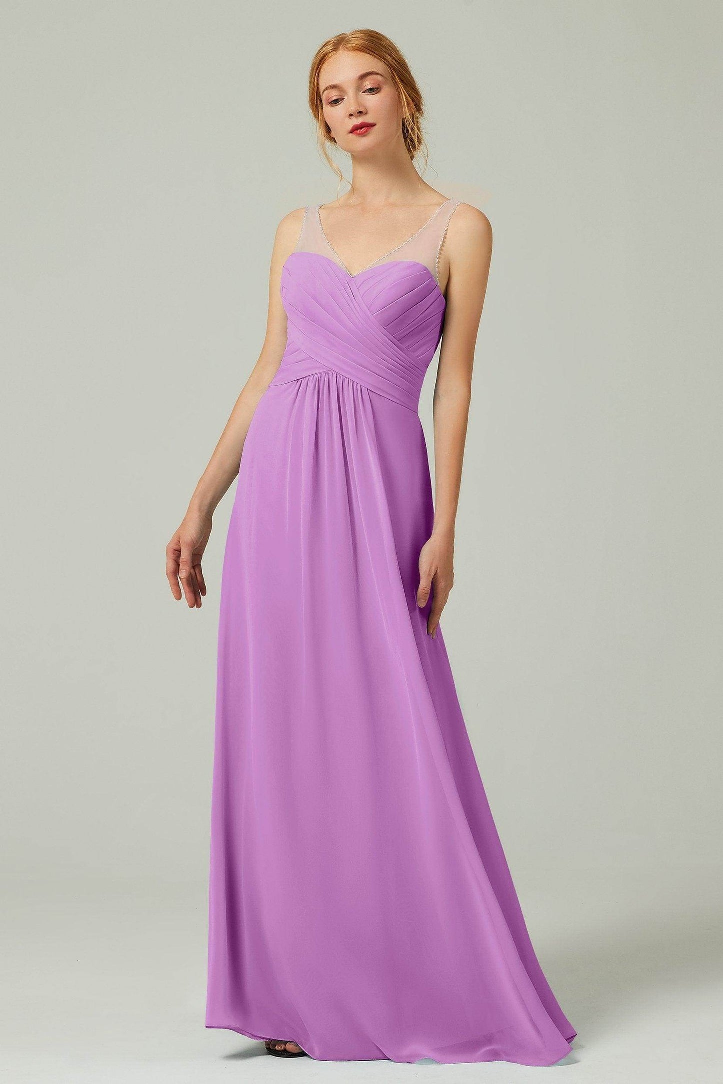 A-Line Floor Length Chiffon Bridesmaid Dress CB0331 - COCOMELODY