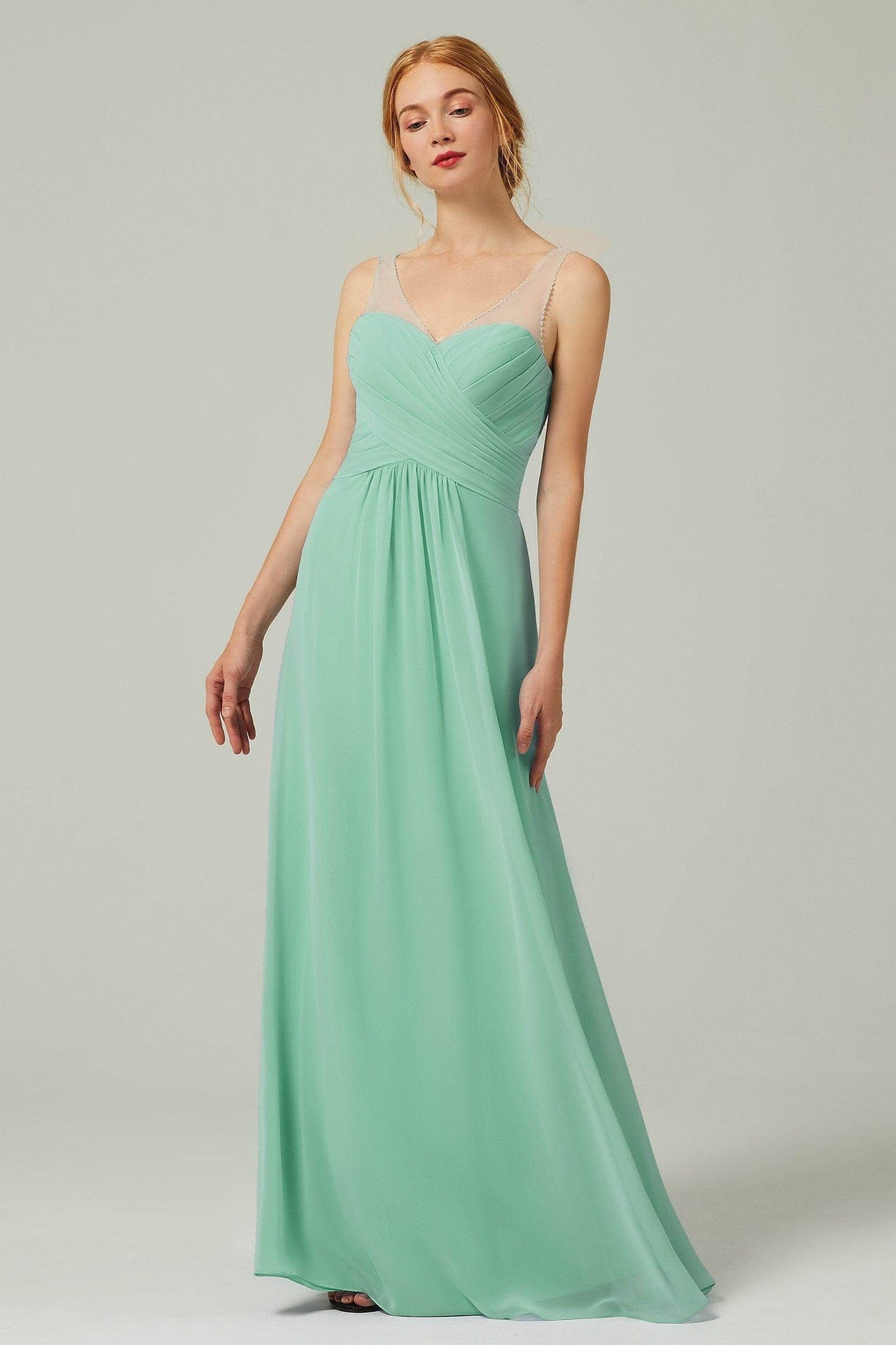 A-Line Floor Length Chiffon Bridesmaid Dress CB0331 - COCOMELODY