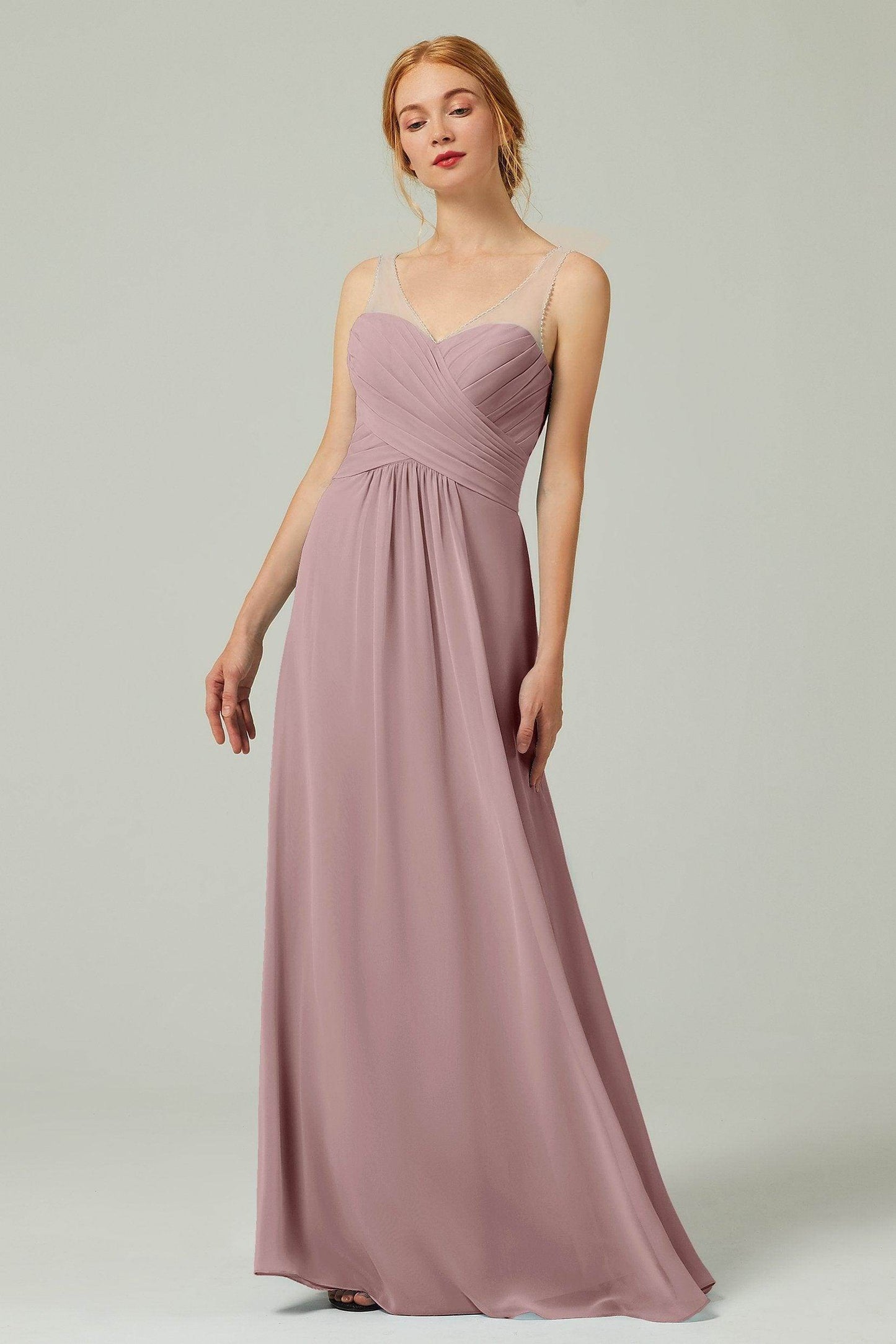 A-Line Floor Length Chiffon Bridesmaid Dress CB0331 - COCOMELODY