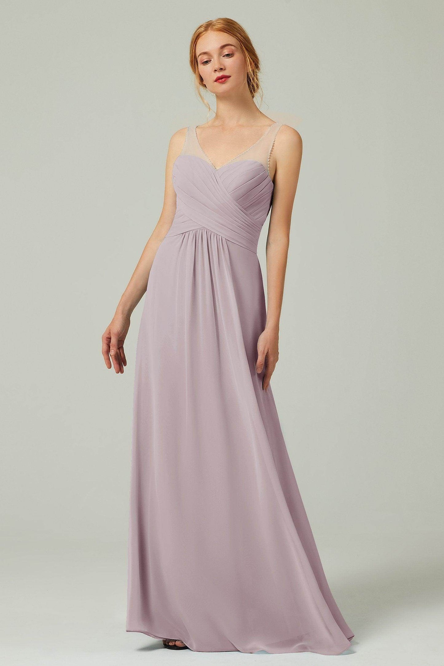 A-Line Floor Length Chiffon Bridesmaid Dress CB0331 - COCOMELODY