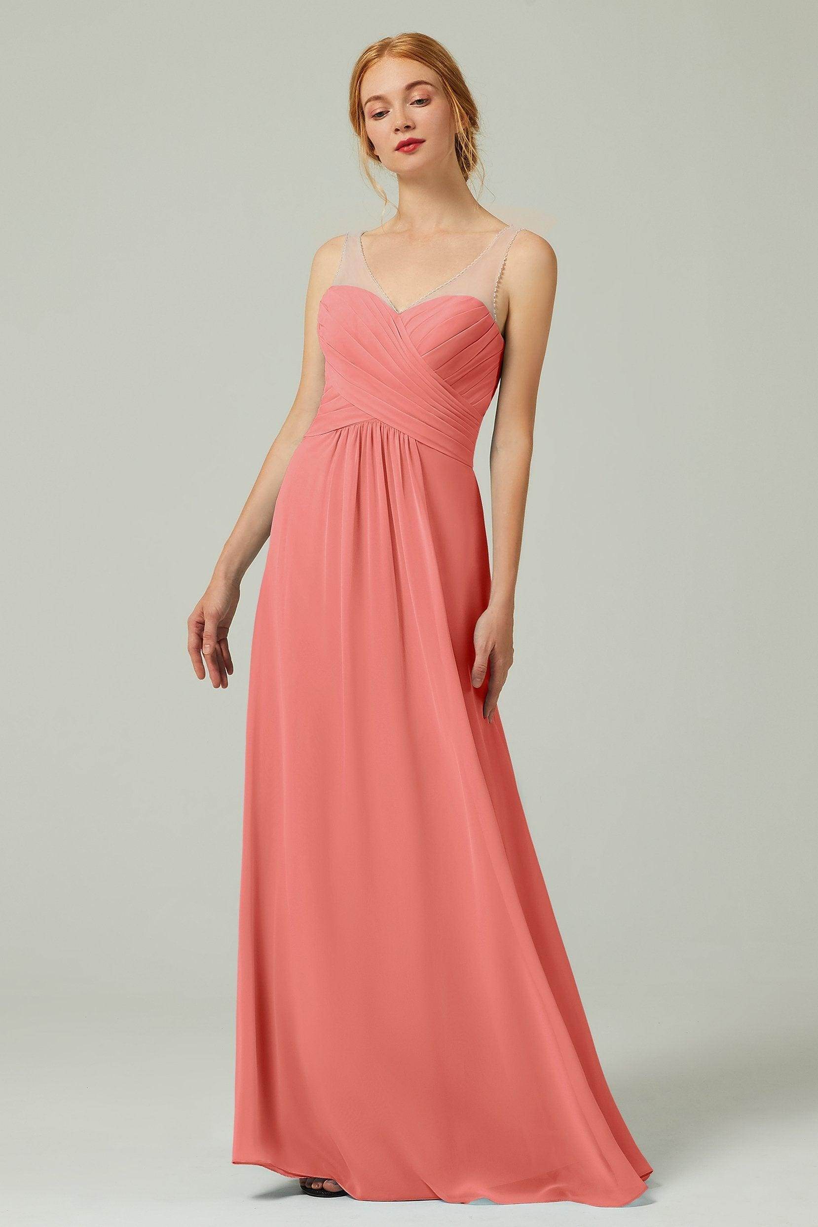 A-Line Floor Length Chiffon Bridesmaid Dress CB0331 - COCOMELODY