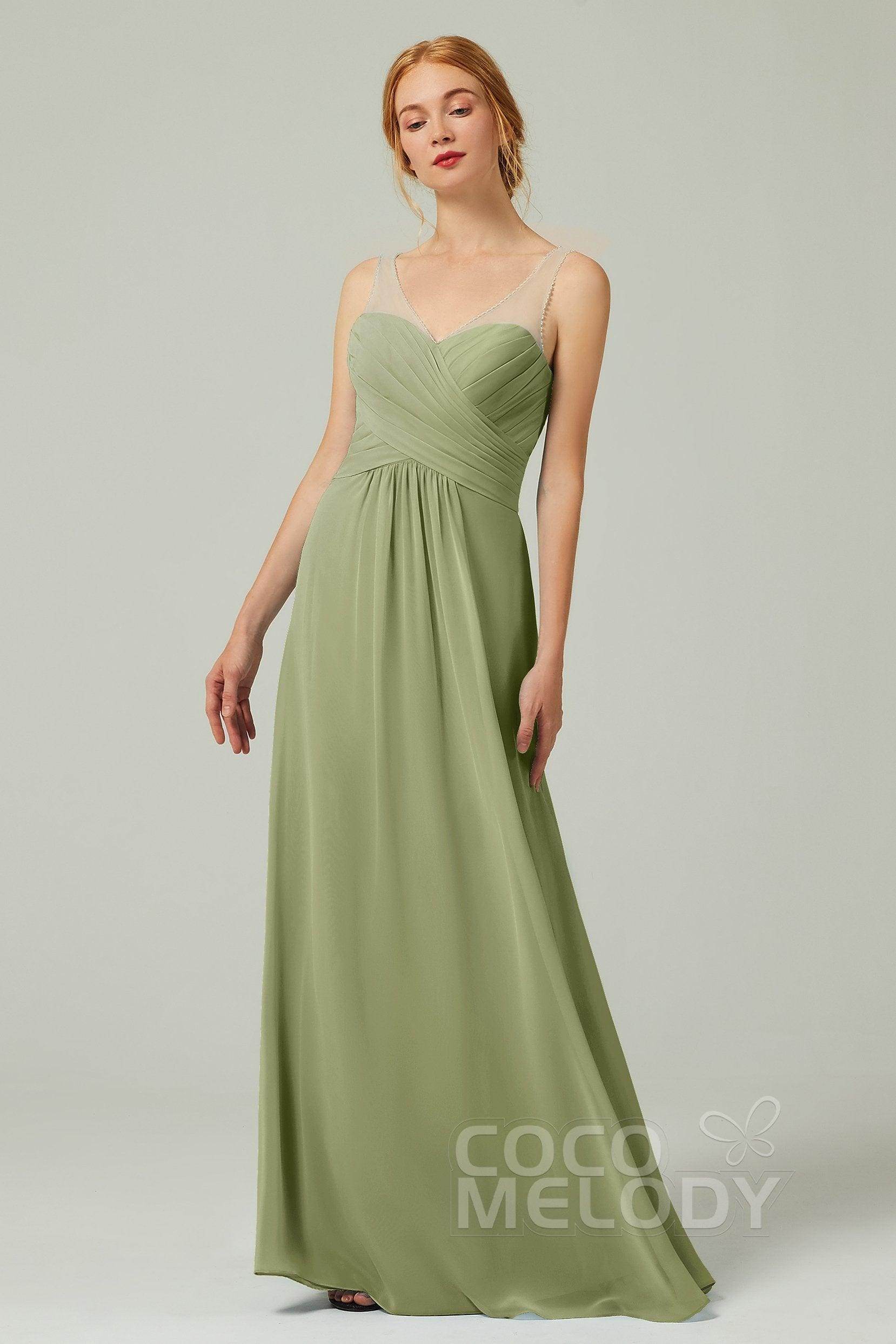 A-Line Floor Length Chiffon Bridesmaid Dress CB0331 - COCOMELODY