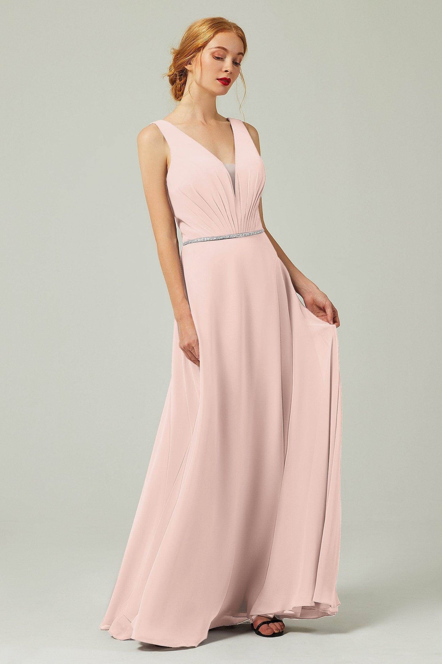 A-Line Floor Length Chiffon Bridesmaid Dress CB0332 - COCOMELODY