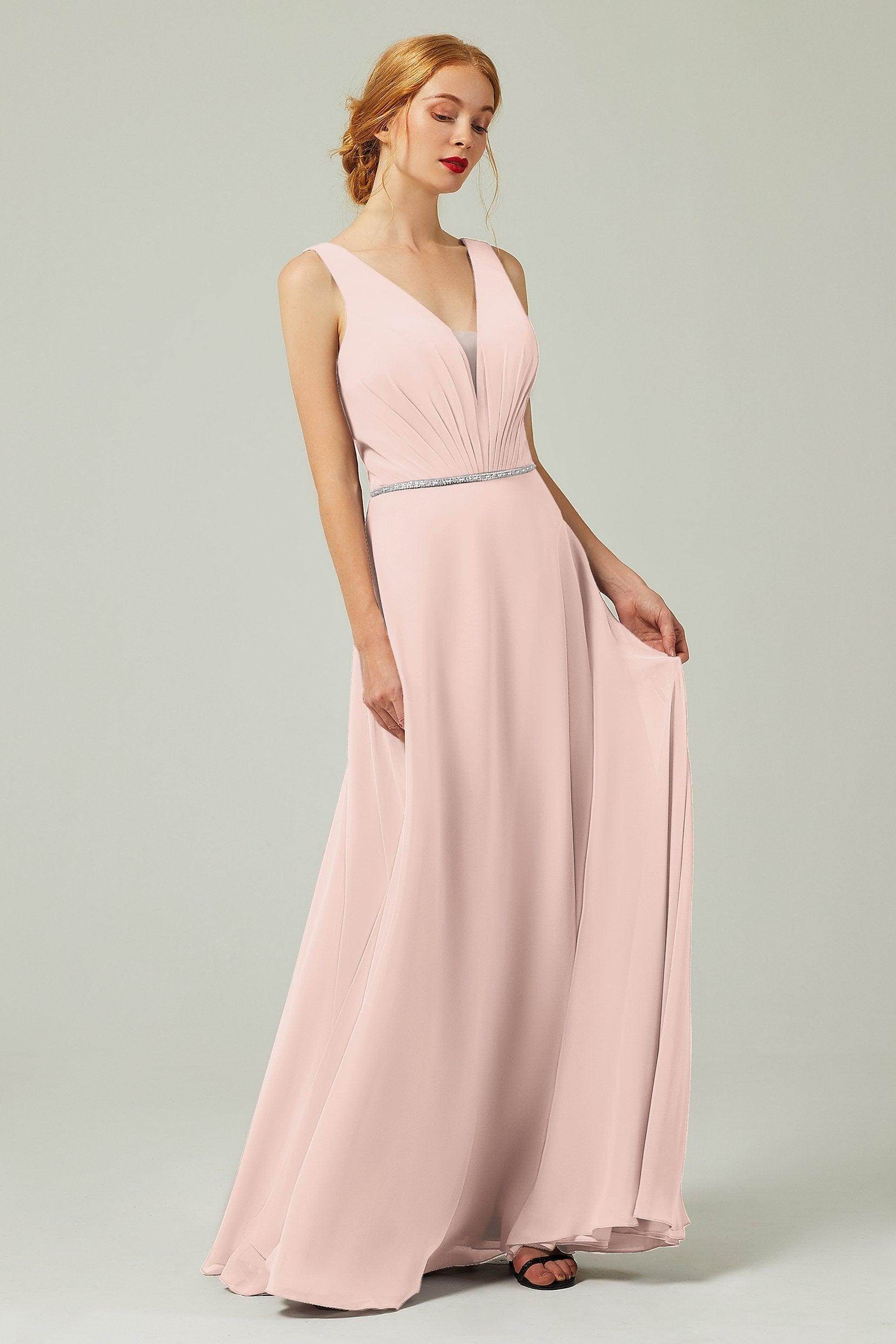 A-Line Floor Length Chiffon Bridesmaid Dress CB0332 - COCOMELODY