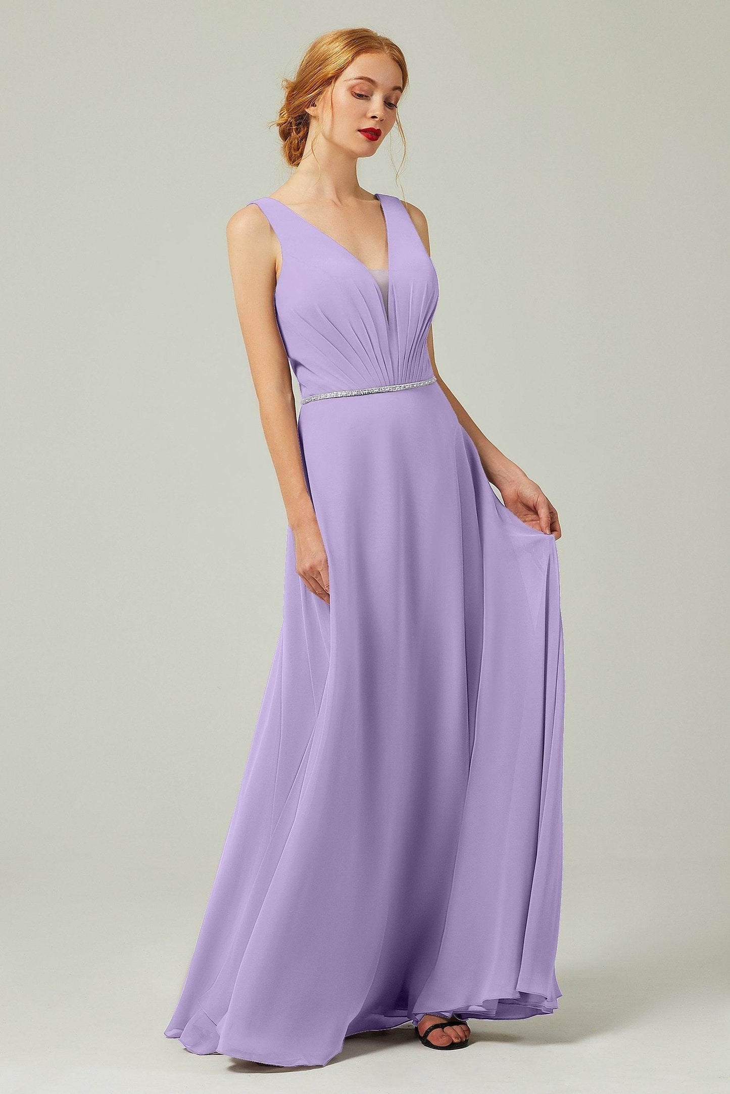 A-Line Floor Length Chiffon Bridesmaid Dress CB0332 - COCOMELODY