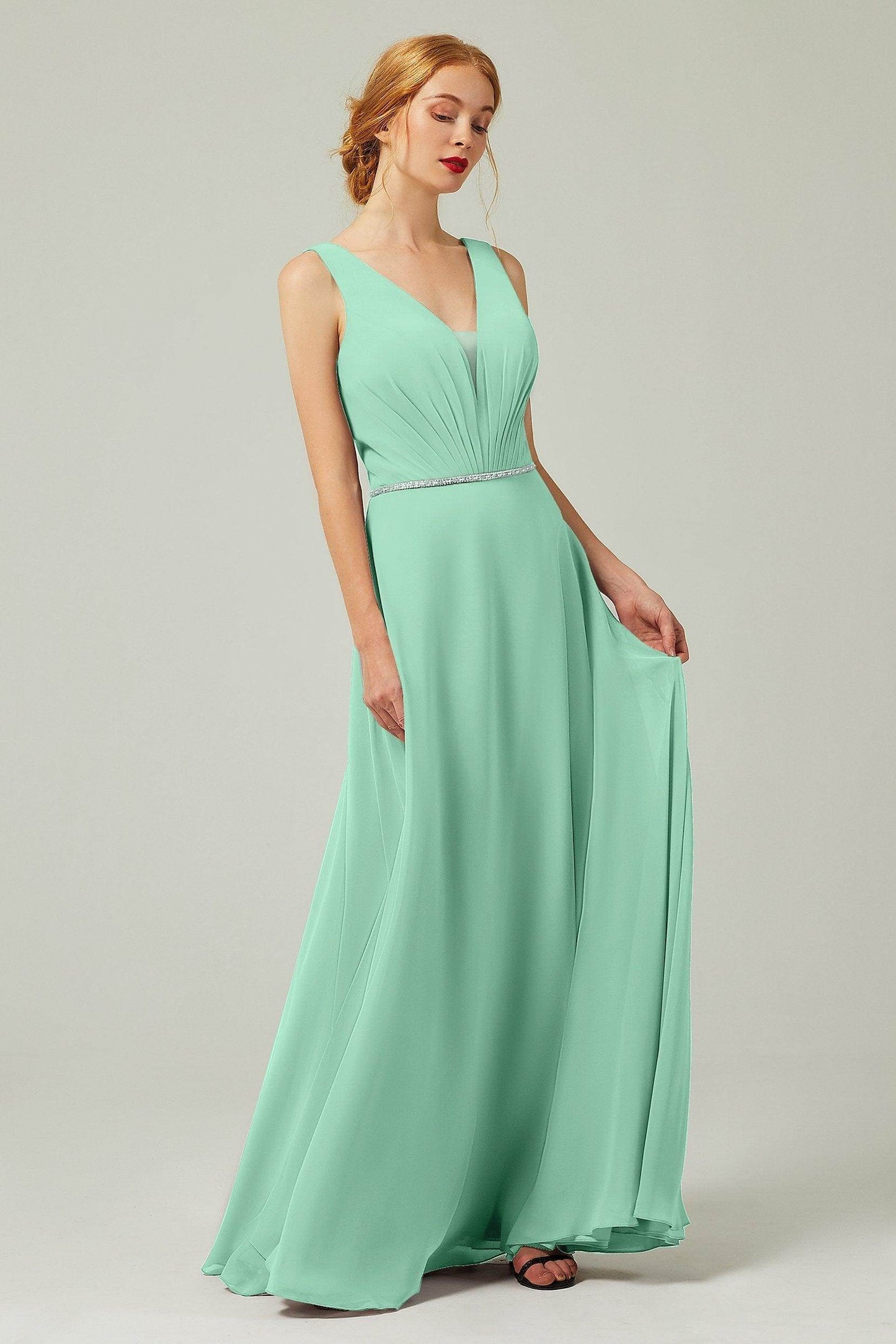 A-Line Floor Length Chiffon Bridesmaid Dress CB0332 - COCOMELODY