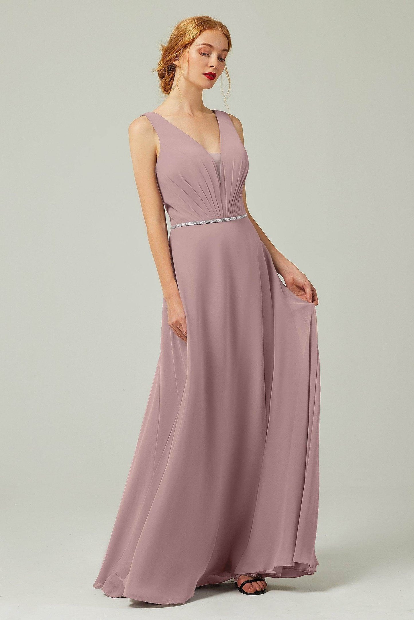 A-Line Floor Length Chiffon Bridesmaid Dress CB0332 - COCOMELODY