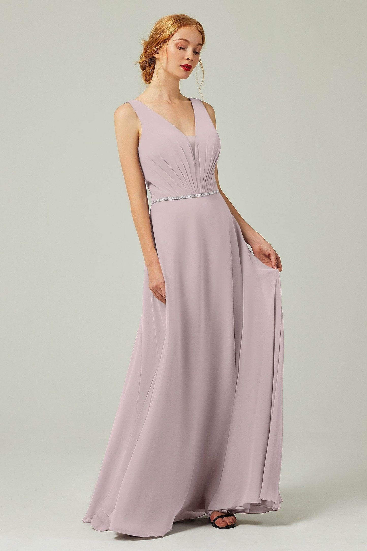 A-Line Floor Length Chiffon Bridesmaid Dress CB0332 - COCOMELODY
