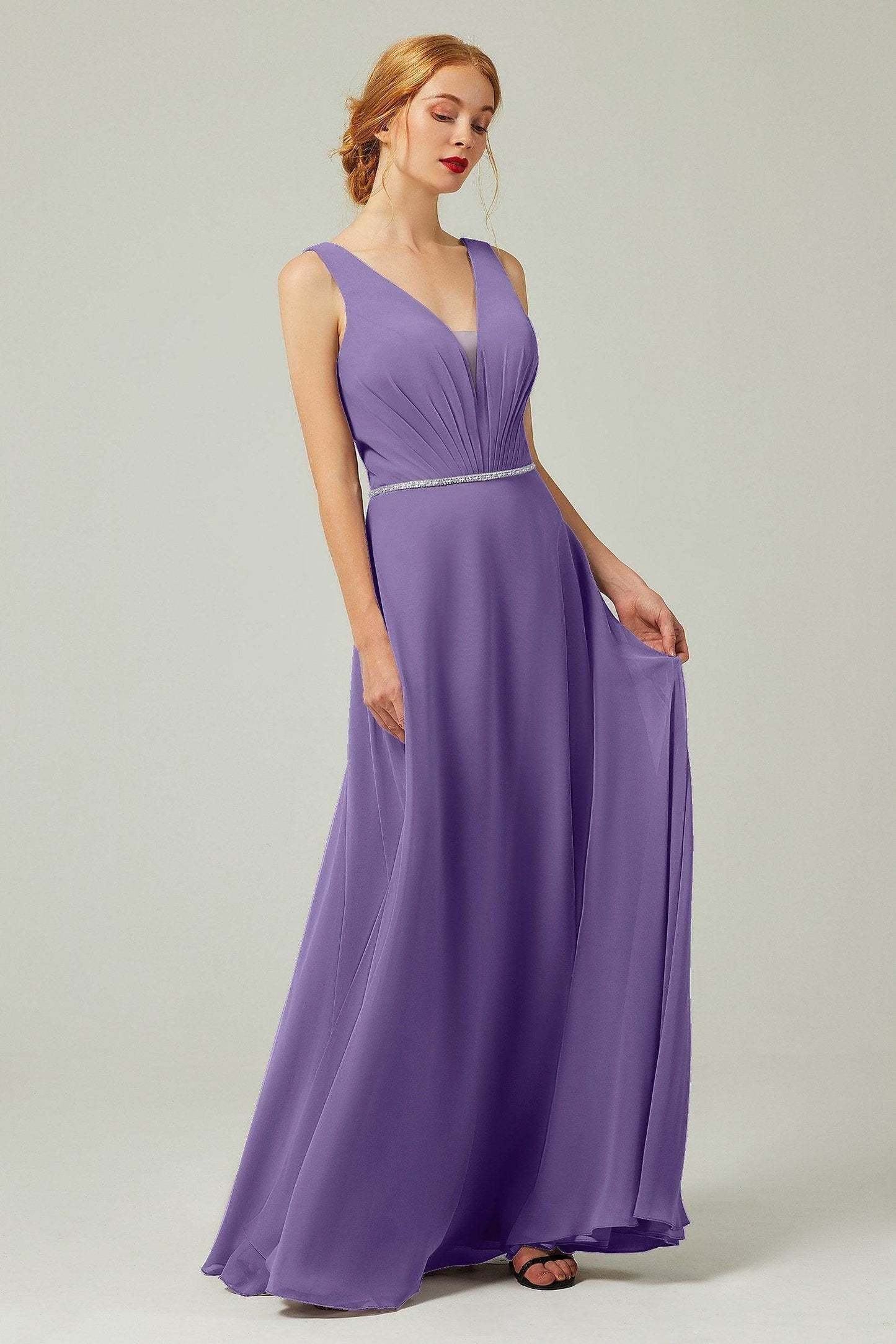 A-Line Floor Length Chiffon Bridesmaid Dress CB0332 - COCOMELODY
