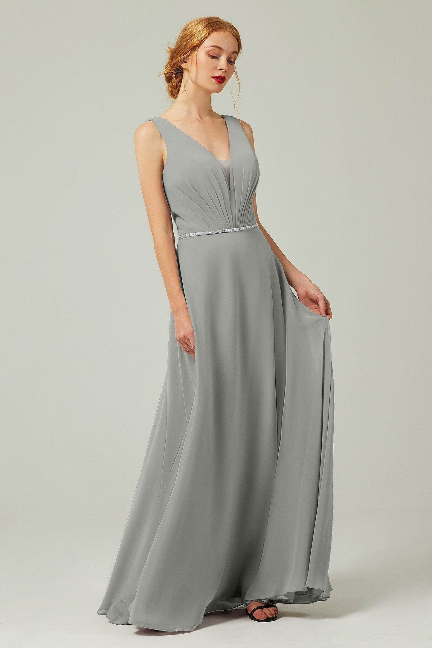 A-Line Floor Length Chiffon Bridesmaid Dress CB0332 - COCOMELODY