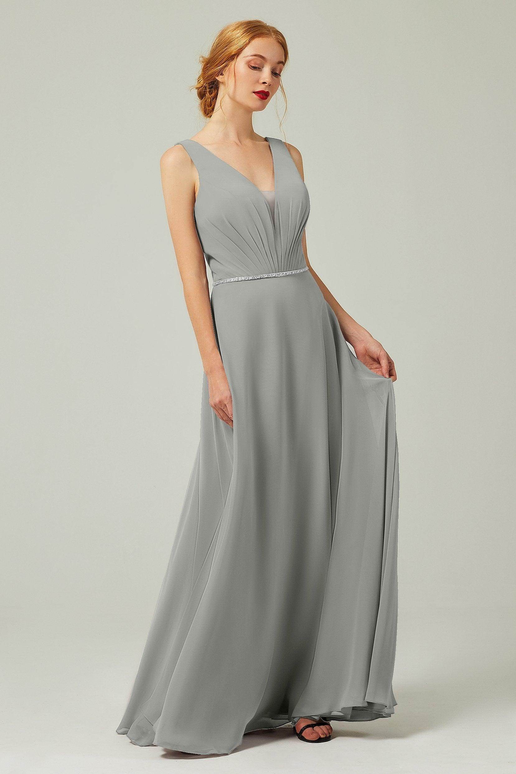 A-Line Floor Length Chiffon Bridesmaid Dress CB0332 - COCOMELODY
