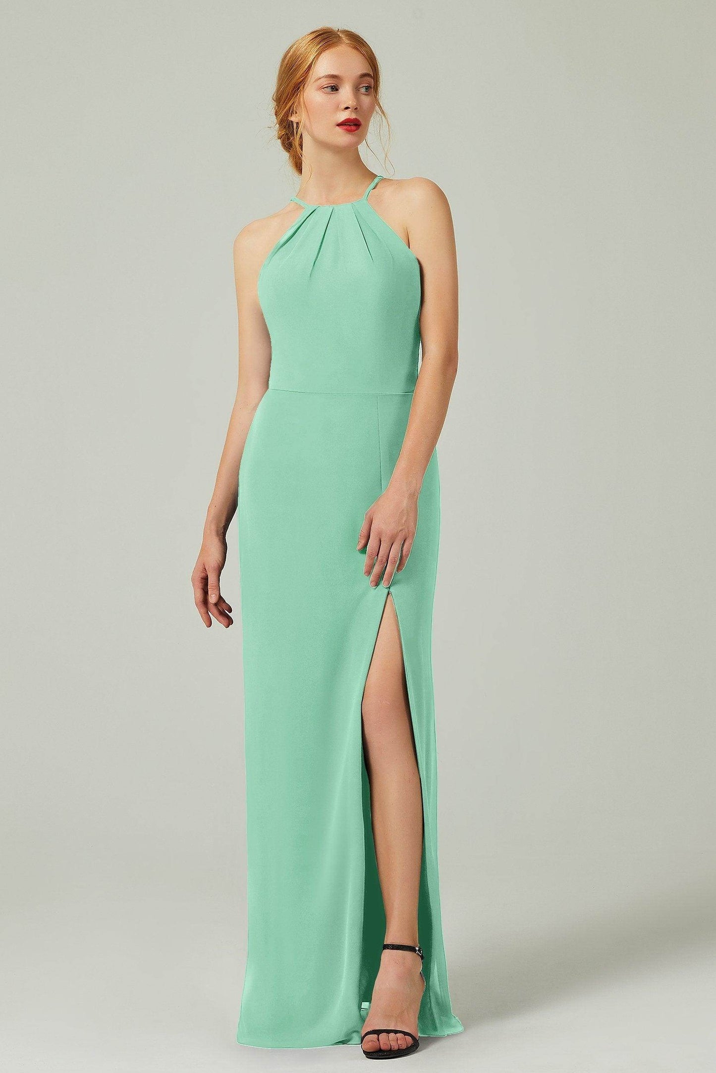 Sheath-Column Floor Length Chiffon Bridesmaid Dress Formal Dresses CB0337 - COCOMELODY