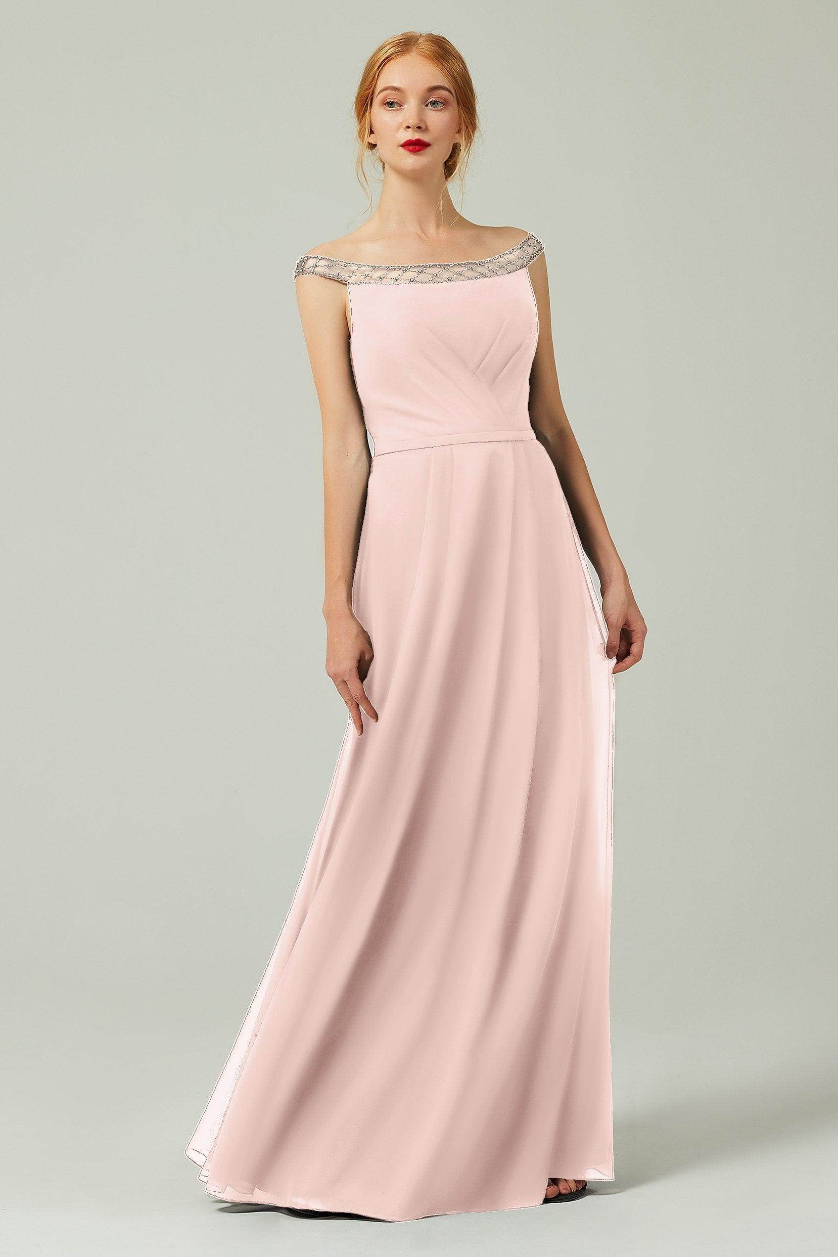 A-Line Floor Length Chiffon Bridesmaid Dress Formal Dresses CB0339 - COCOMELODY