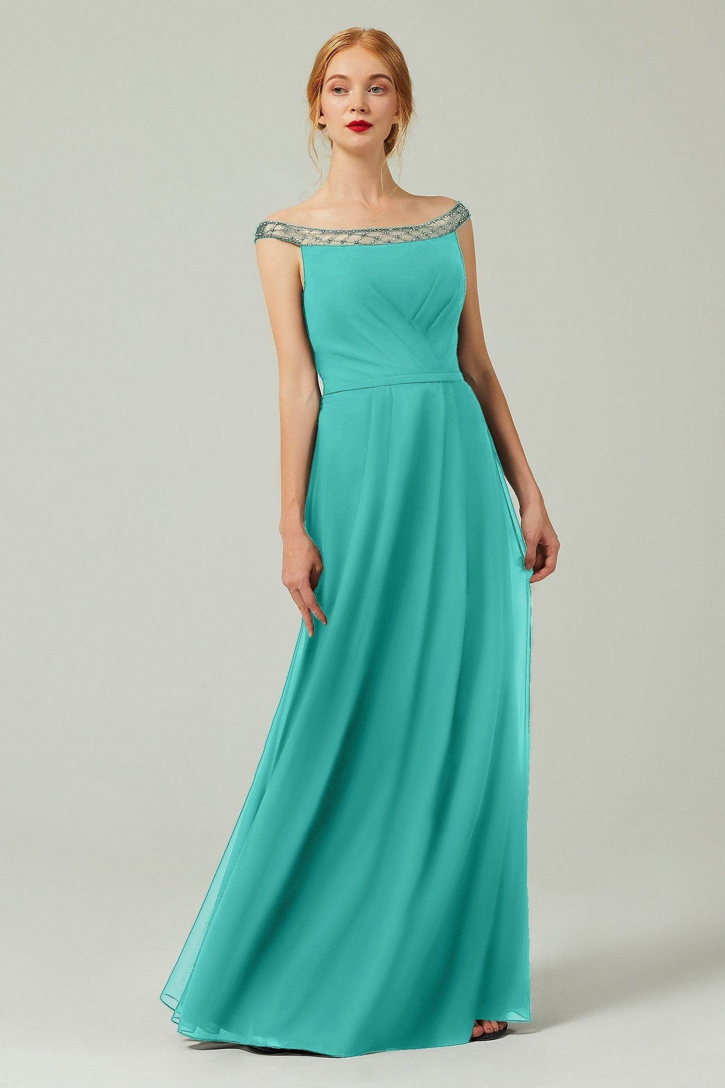 A-Line Floor Length Chiffon Bridesmaid Dress Formal Dresses CB0339 - COCOMELODY
