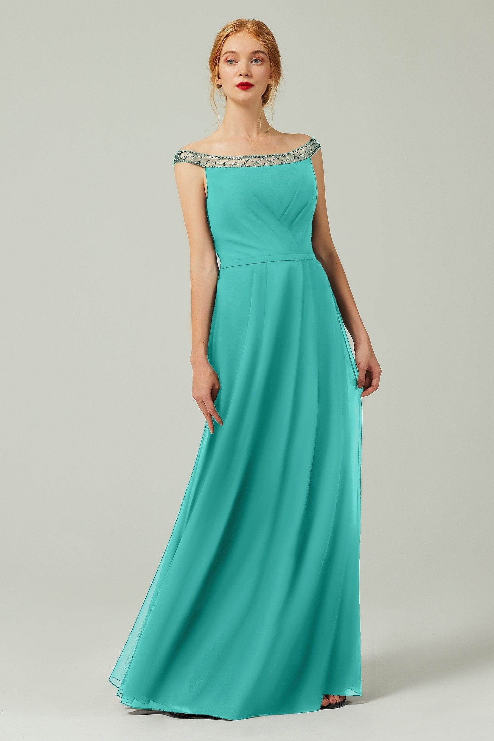 A-Line Floor Length Chiffon Bridesmaid Dress Formal Dresses CB0339 - COCOMELODY
