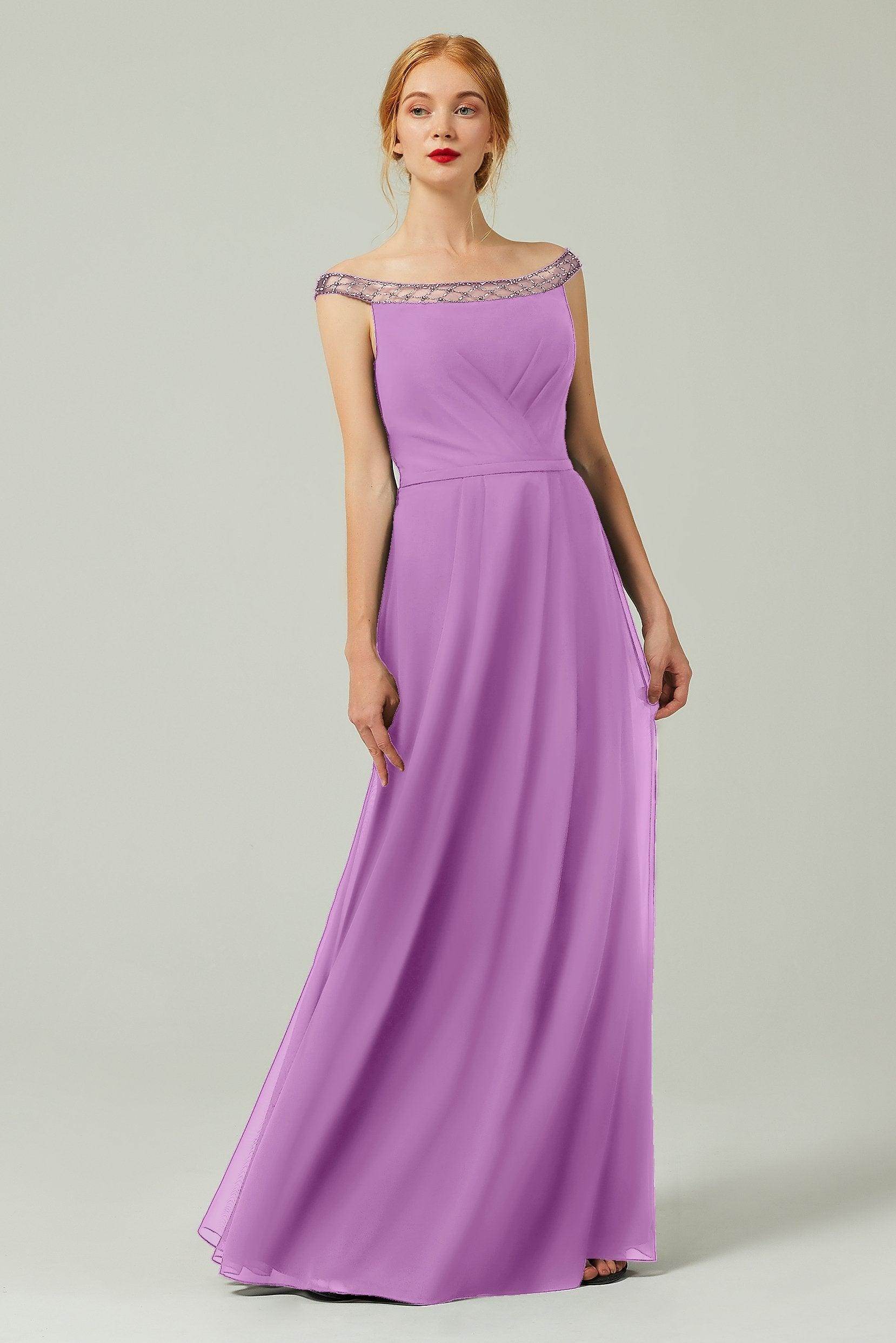 A-Line Floor Length Chiffon Bridesmaid Dress Formal Dresses CB0339 - COCOMELODY