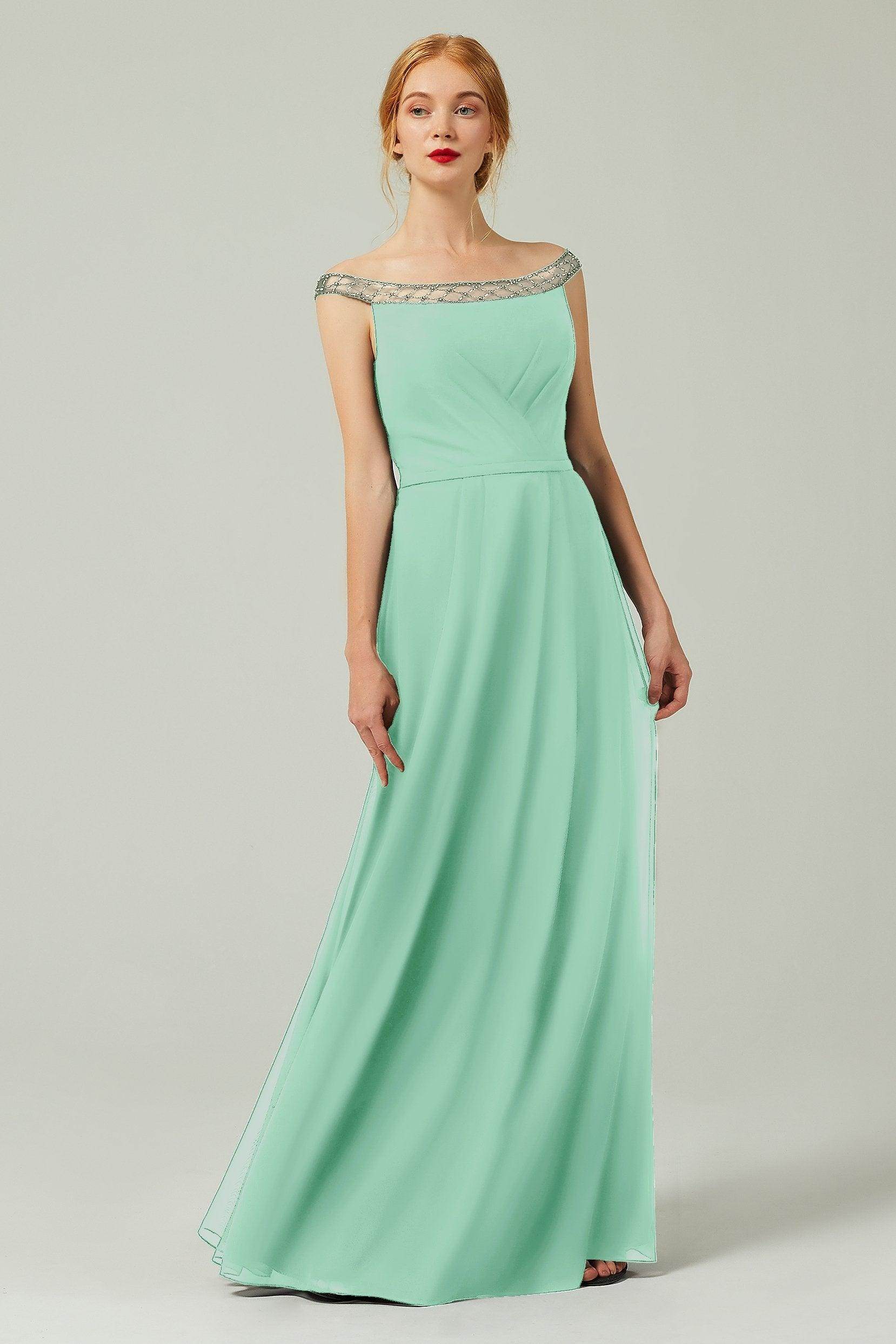A-Line Floor Length Chiffon Bridesmaid Dress Formal Dresses CB0339 - COCOMELODY