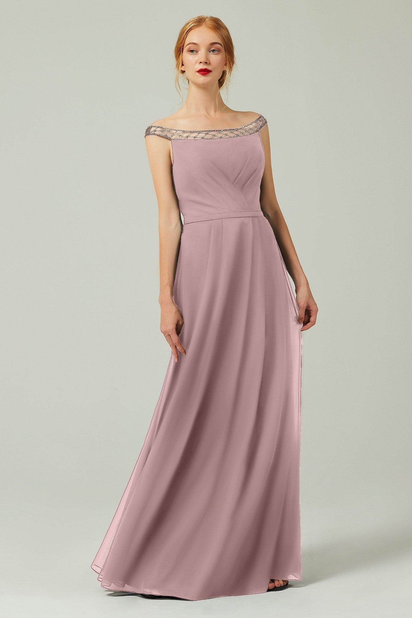 A-Line Floor Length Chiffon Bridesmaid Dress Formal Dresses CB0339 - COCOMELODY