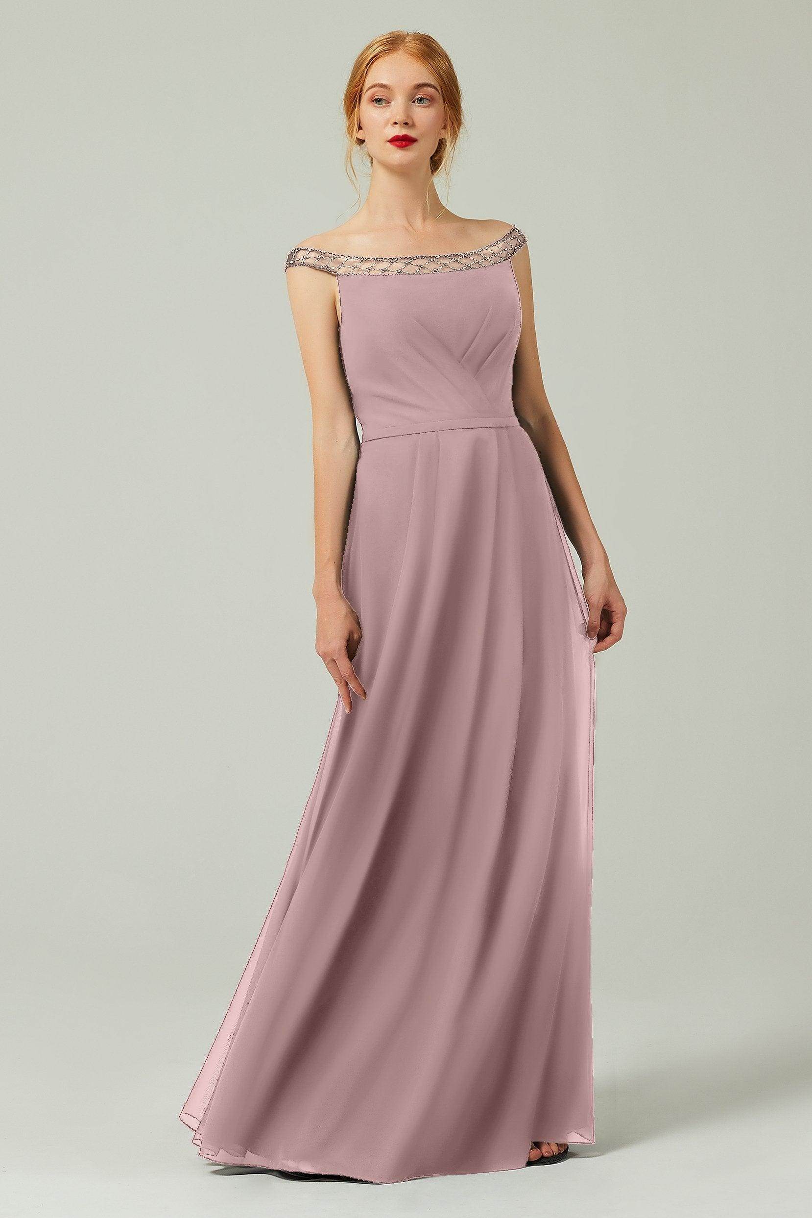 A-Line Floor Length Chiffon Bridesmaid Dress Formal Dresses CB0339 - COCOMELODY