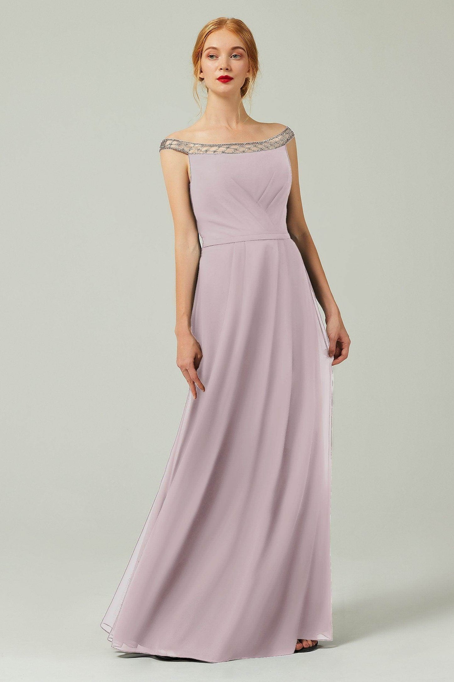 A-Line Floor Length Chiffon Bridesmaid Dress Formal Dresses CB0339 - COCOMELODY