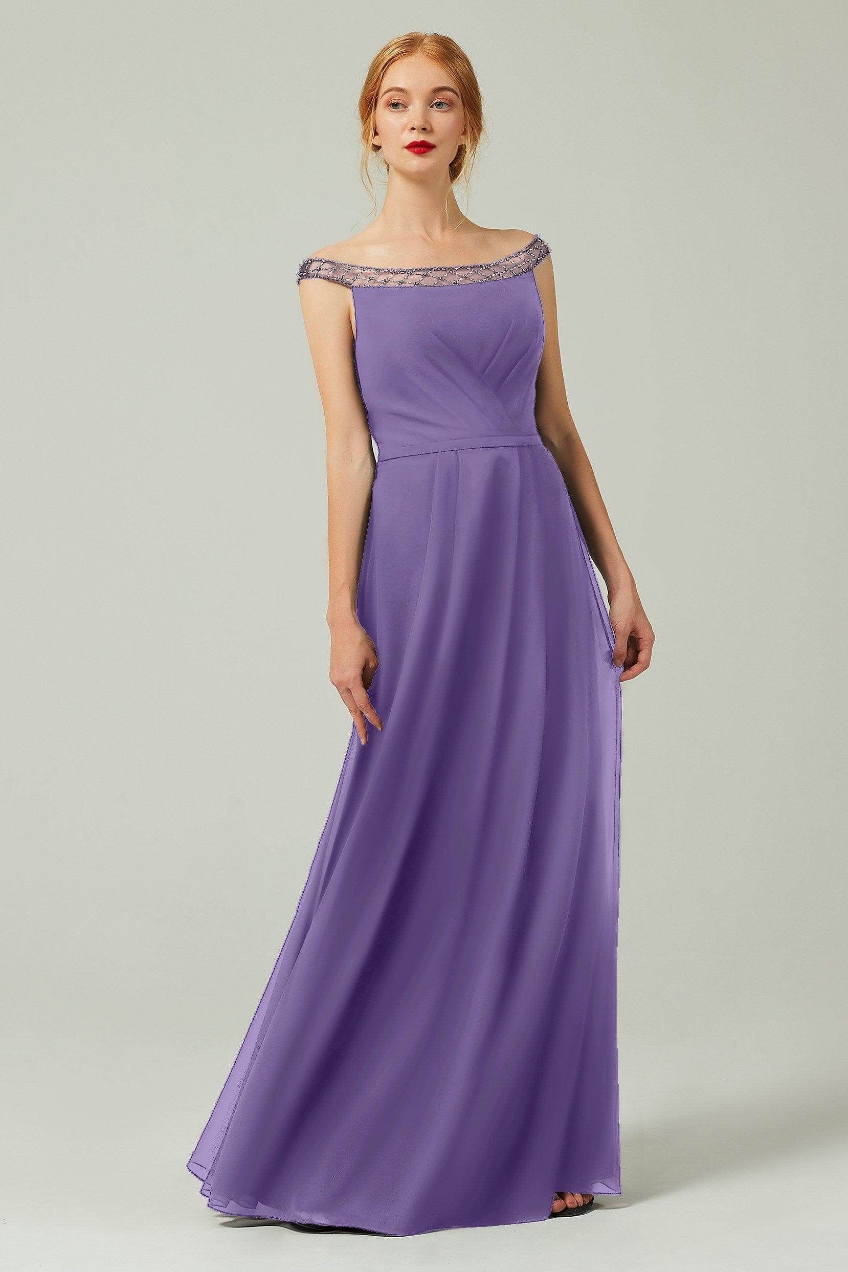 A-Line Floor Length Chiffon Bridesmaid Dress Formal Dresses CB0339 - COCOMELODY