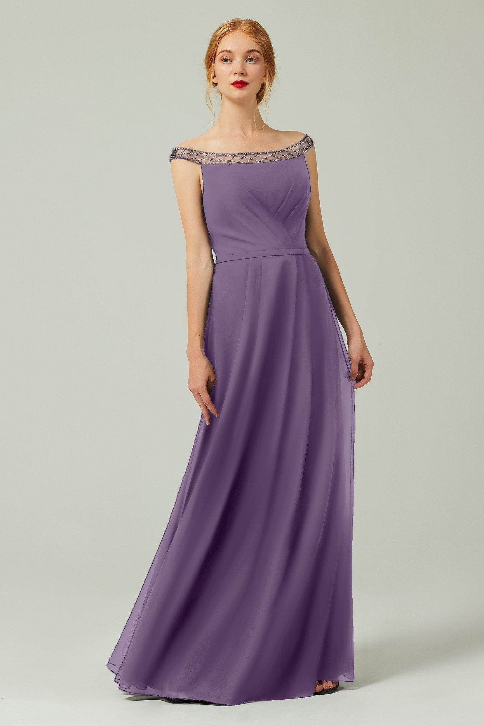 A-Line Floor Length Chiffon Bridesmaid Dress Formal Dresses CB0339 - COCOMELODY
