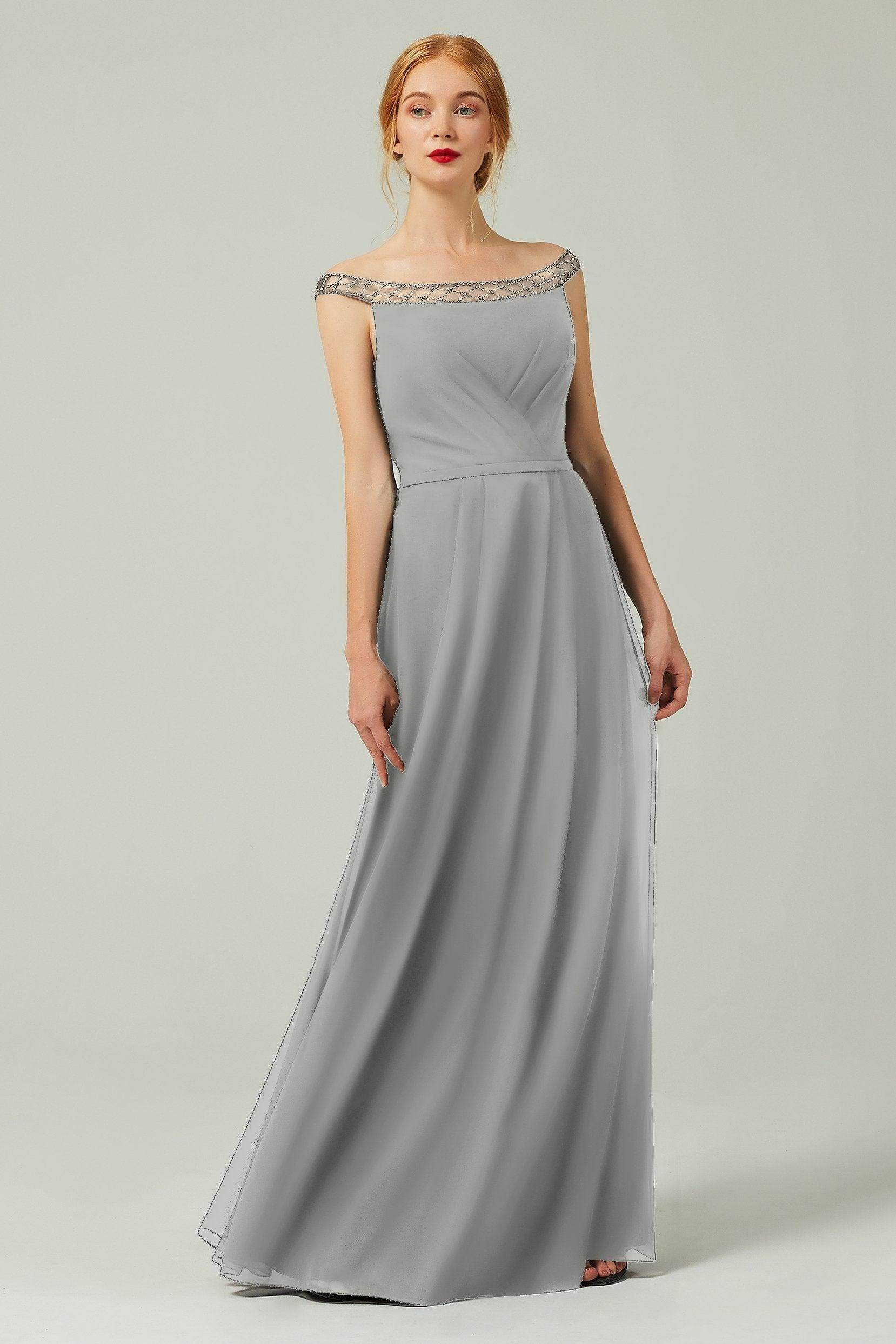 A-Line Floor Length Chiffon Bridesmaid Dress Formal Dresses CB0339 - COCOMELODY
