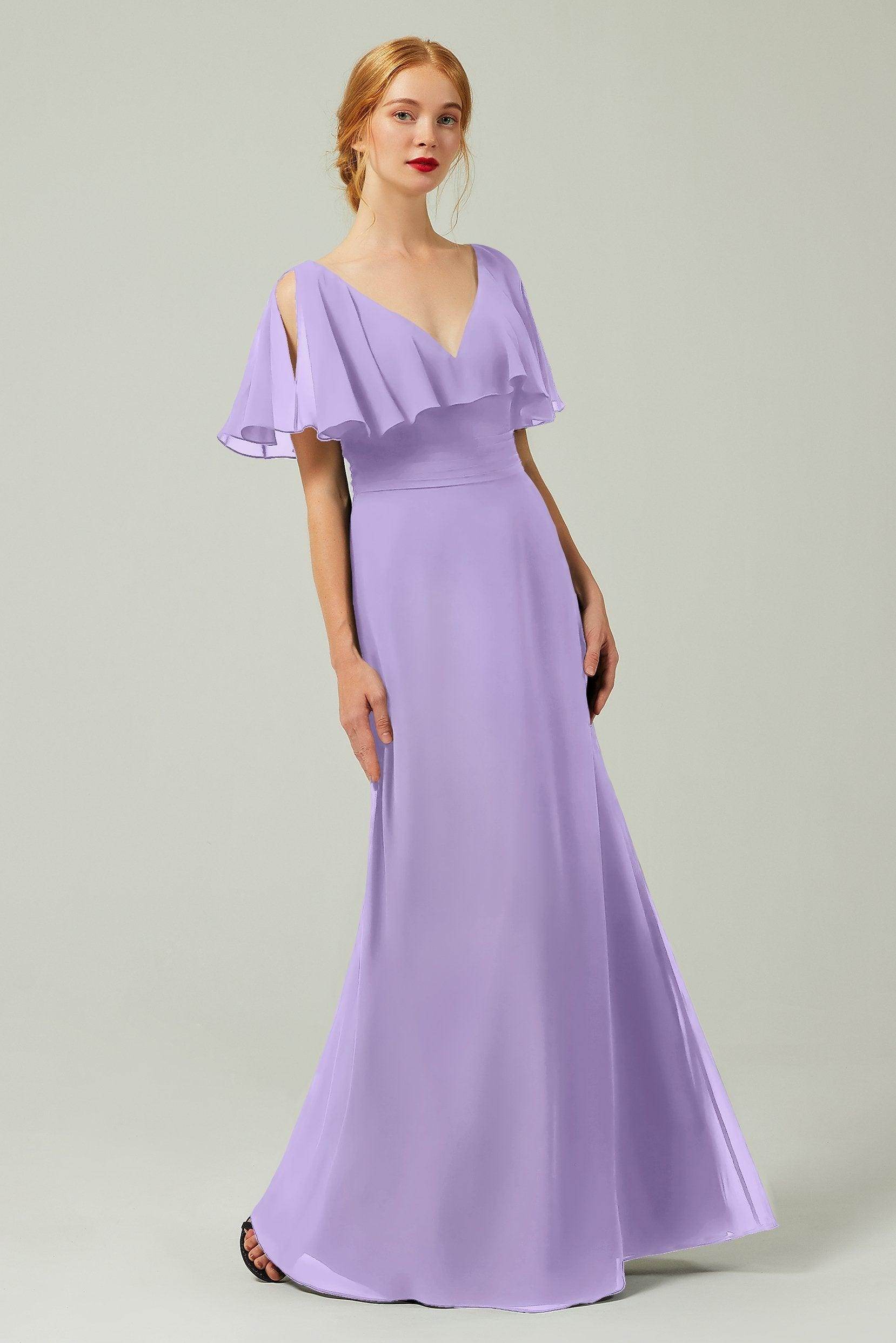 Sheath-Column Floor Length Chiffon Bridesmaid Dress Formal Dresses CB0341 - COCOMELODY