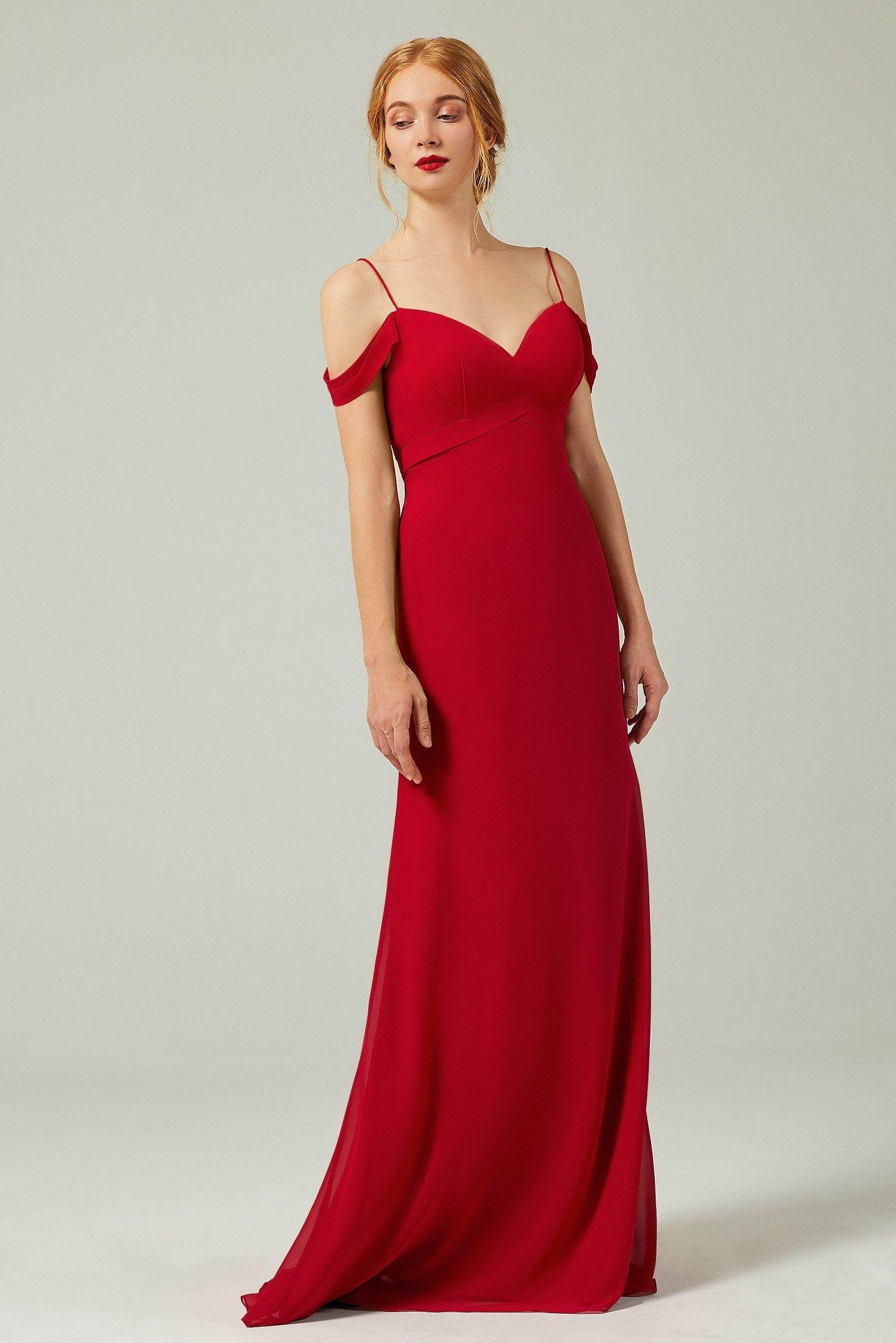 Sheath-Column Floor Length Chiffon Bridesmaid Dress Formal Dresses CB0343 - COCOMELODY