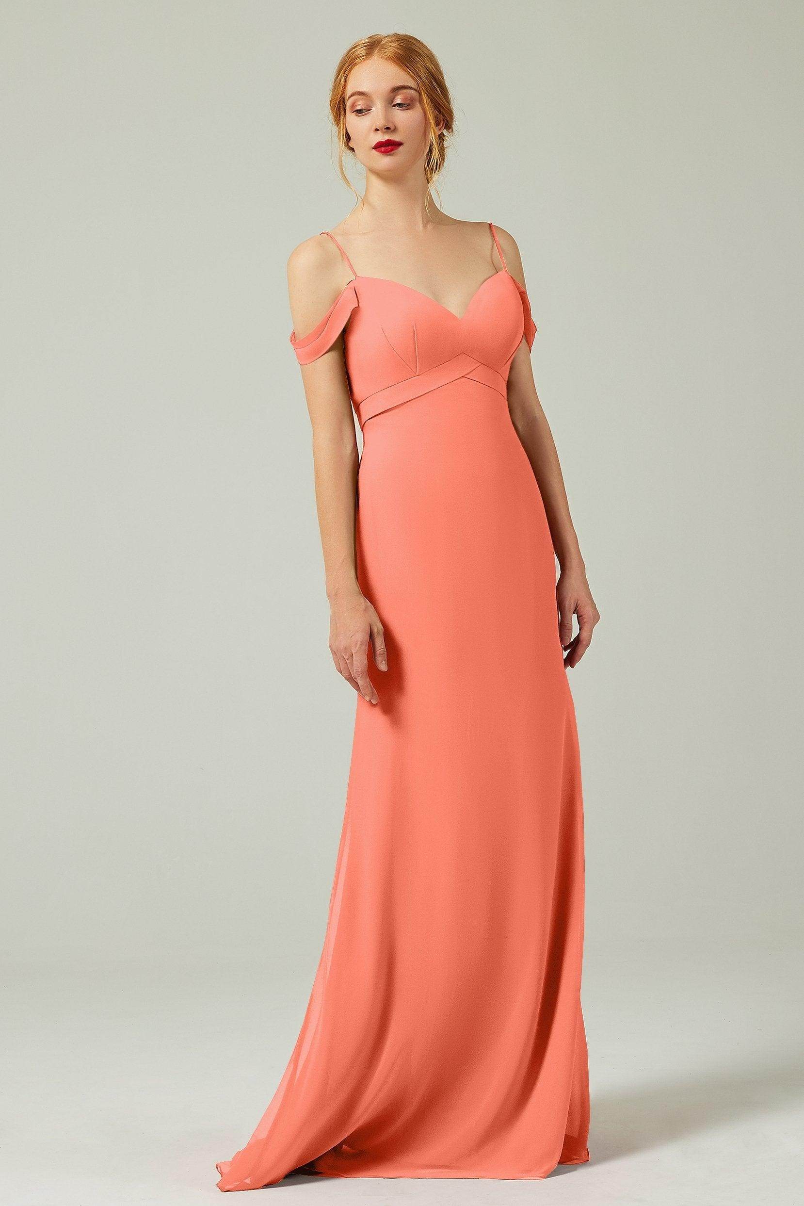 Sheath-Column Floor Length Chiffon Bridesmaid Dress Formal Dresses CB0343 - COCOMELODY