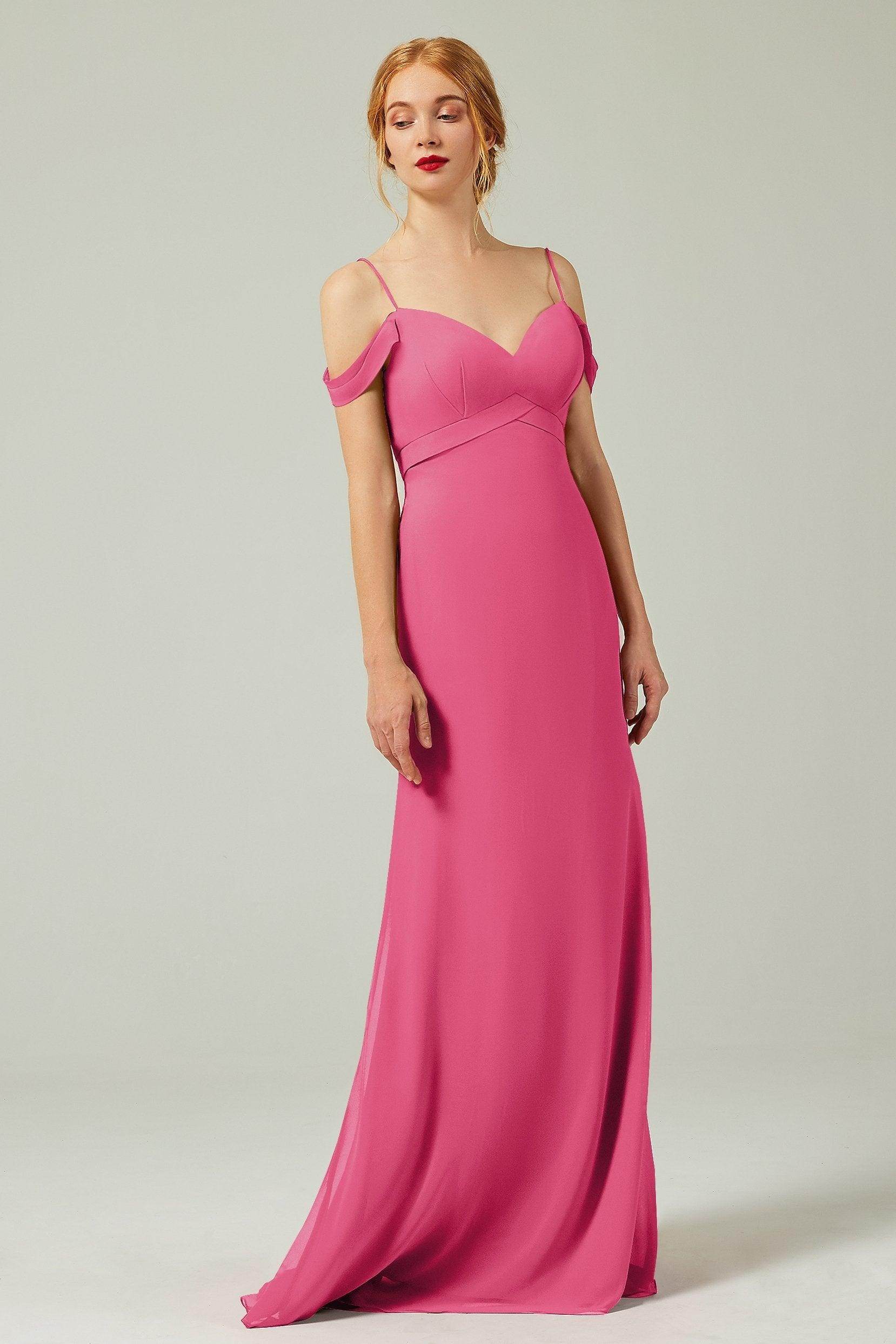 Sheath-Column Floor Length Chiffon Bridesmaid Dress Formal Dresses CB0343 - COCOMELODY