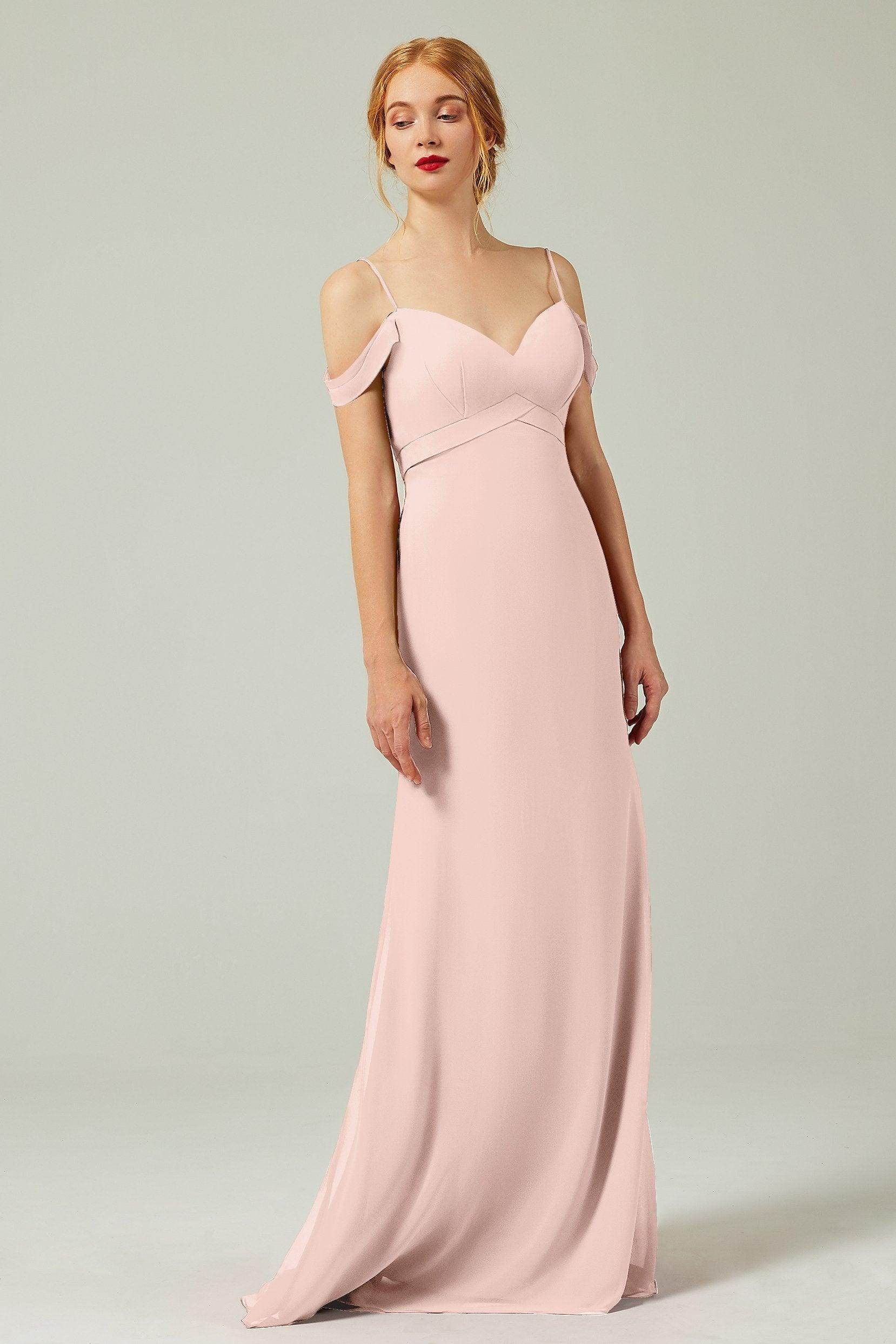 Sheath-Column Floor Length Chiffon Bridesmaid Dress Formal Dresses CB0343 - COCOMELODY