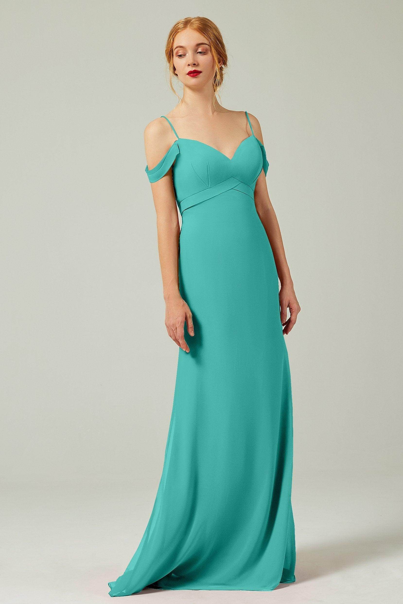 Sheath-Column Floor Length Chiffon Bridesmaid Dress Formal Dresses CB0343 - COCOMELODY