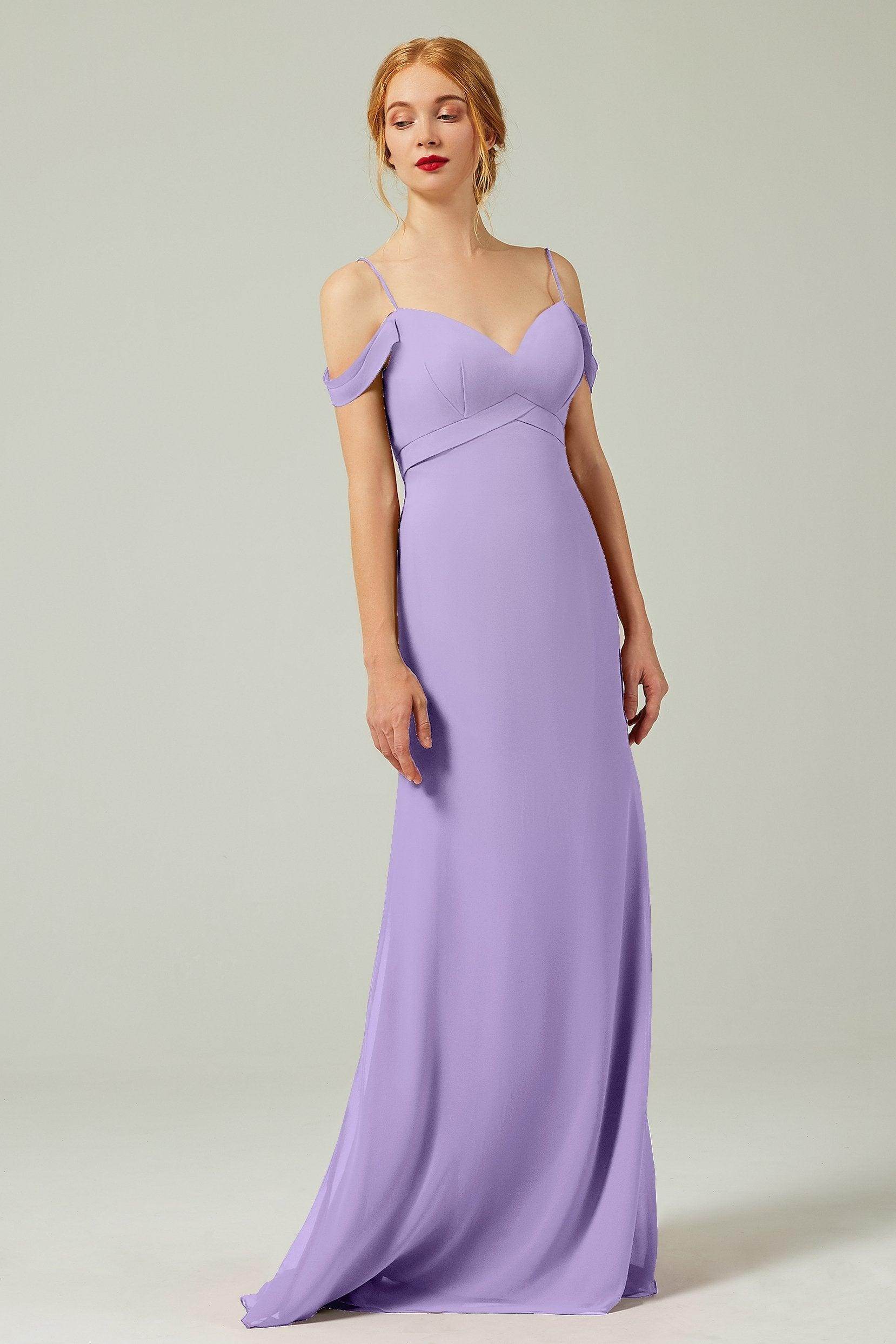 Sheath-Column Floor Length Chiffon Bridesmaid Dress Formal Dresses CB0343 - COCOMELODY