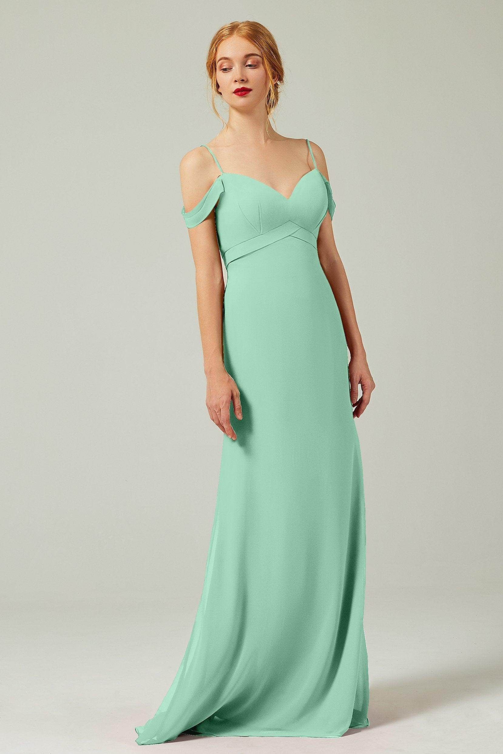 Sheath-Column Floor Length Chiffon Bridesmaid Dress Formal Dresses CB0343 - COCOMELODY