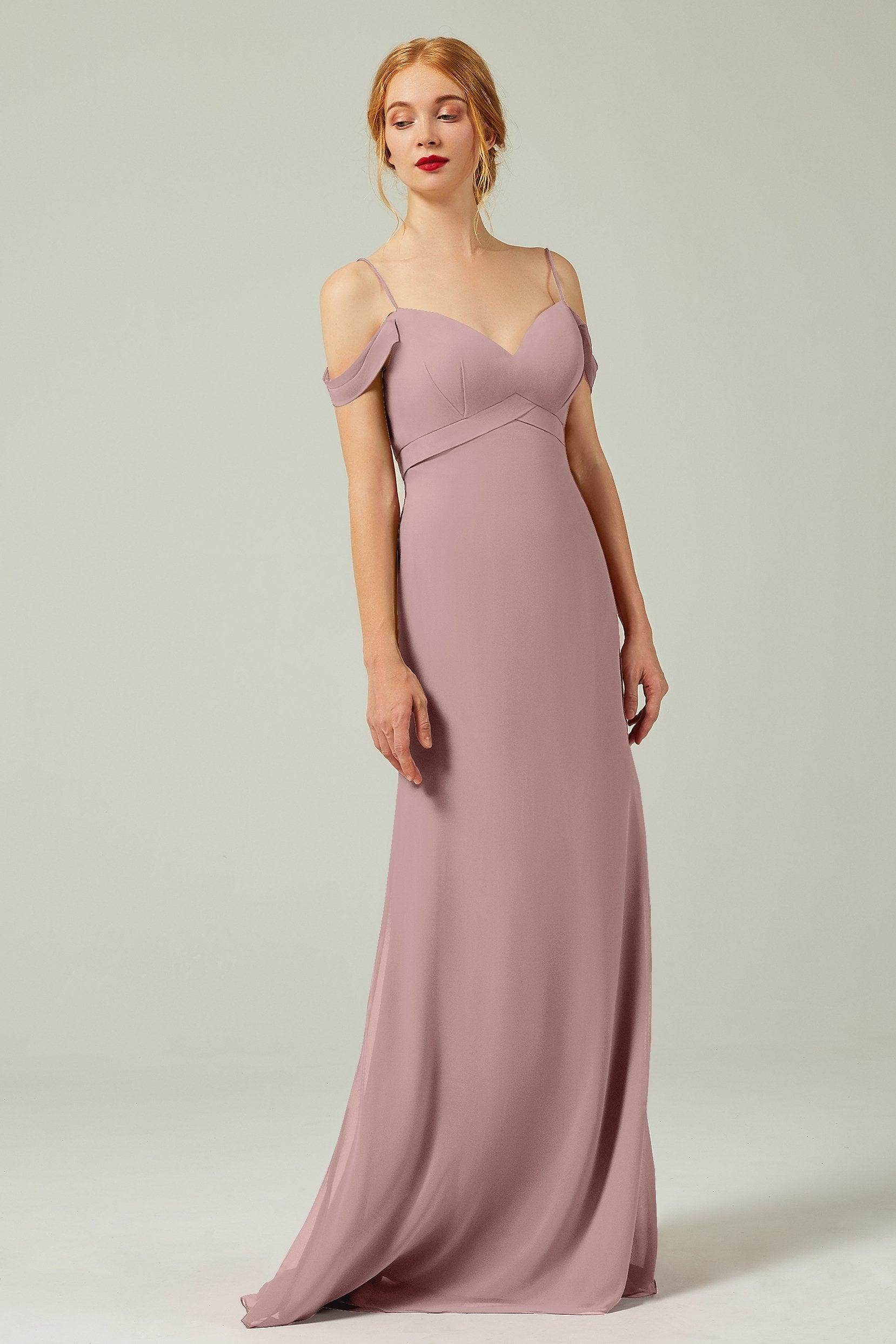 Sheath-Column Floor Length Chiffon Bridesmaid Dress Formal Dresses CB0343 - COCOMELODY