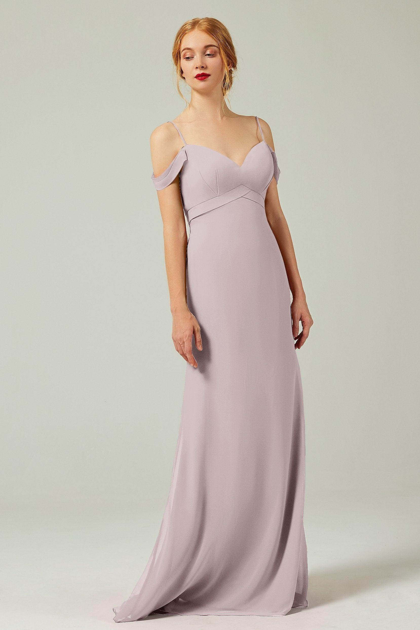 Sheath-Column Floor Length Chiffon Bridesmaid Dress Formal Dresses CB0343 - COCOMELODY