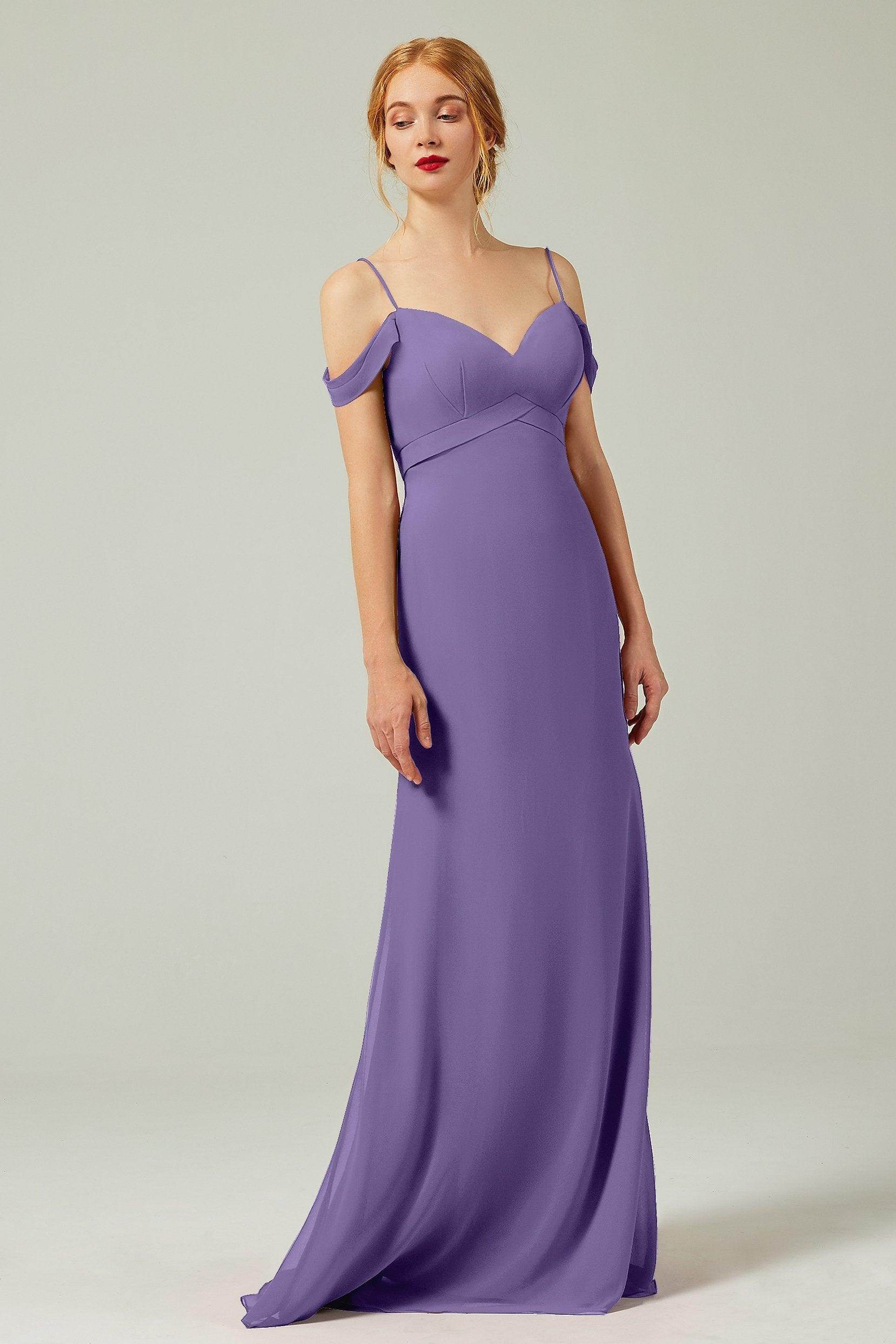 Sheath-Column Floor Length Chiffon Bridesmaid Dress Formal Dresses CB0343 - COCOMELODY