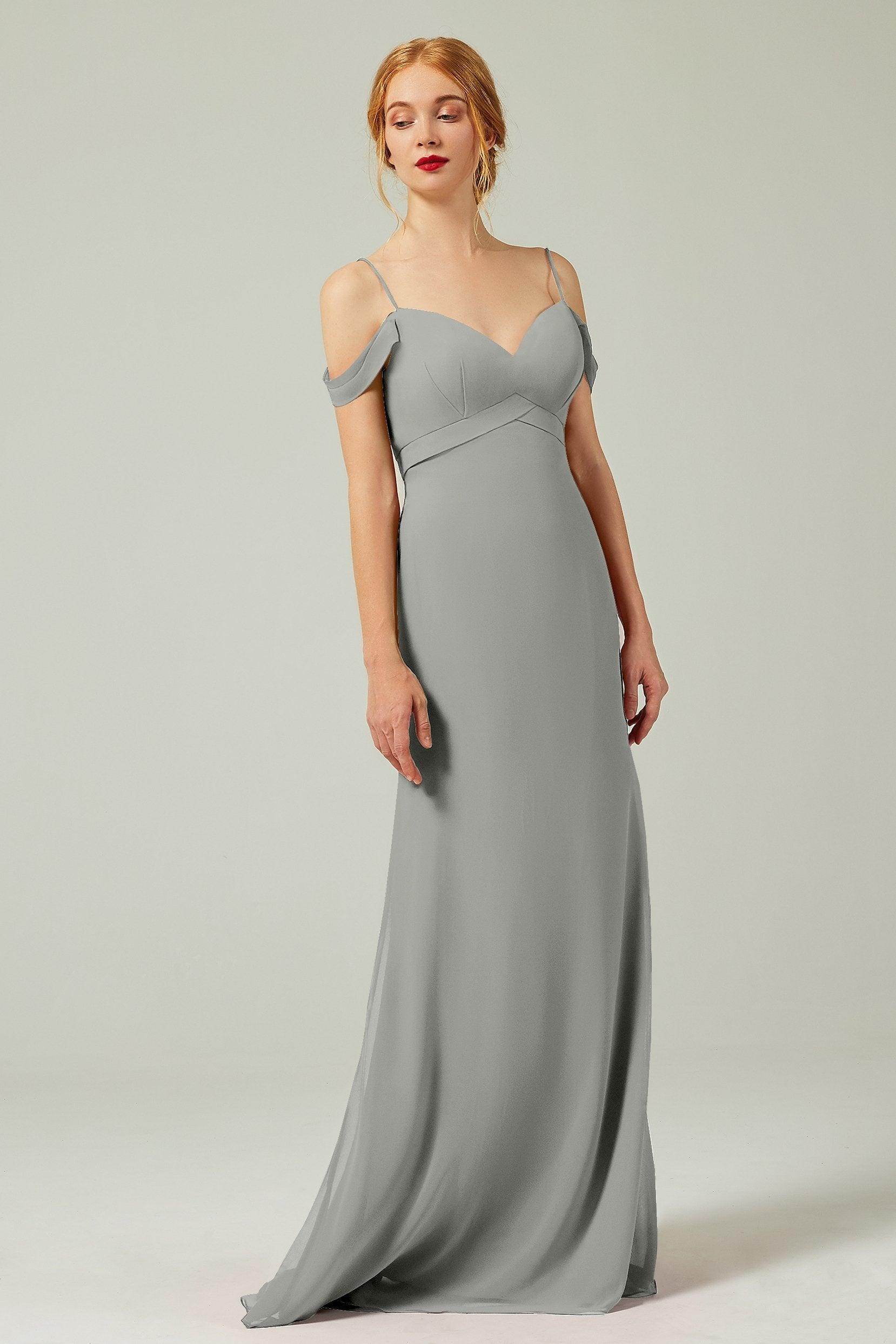 Sheath-Column Floor Length Chiffon Bridesmaid Dress Formal Dresses CB0343 - COCOMELODY