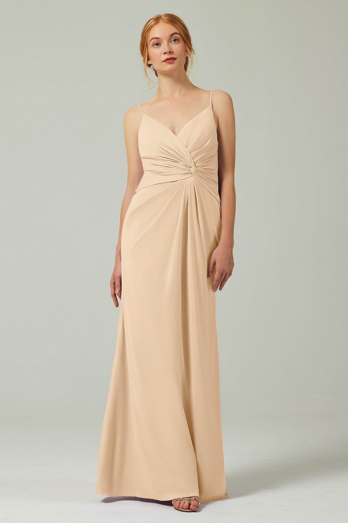 Sheath-Column Floor Length Chiffon Bridesmaid Dress CB0350 - COCOMELODY