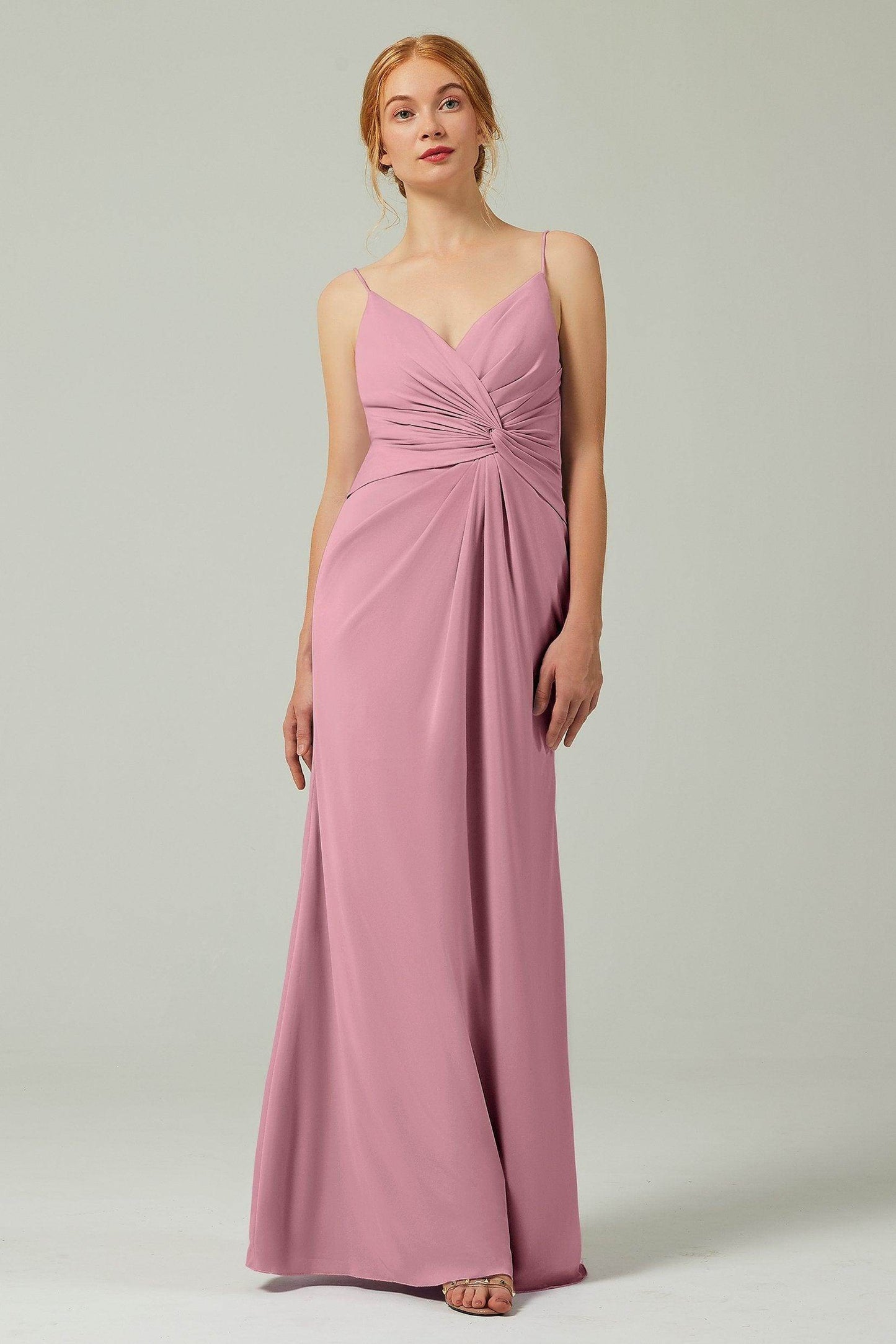 Sheath-Column Floor Length Chiffon Bridesmaid Dress CB0350 - COCOMELODY