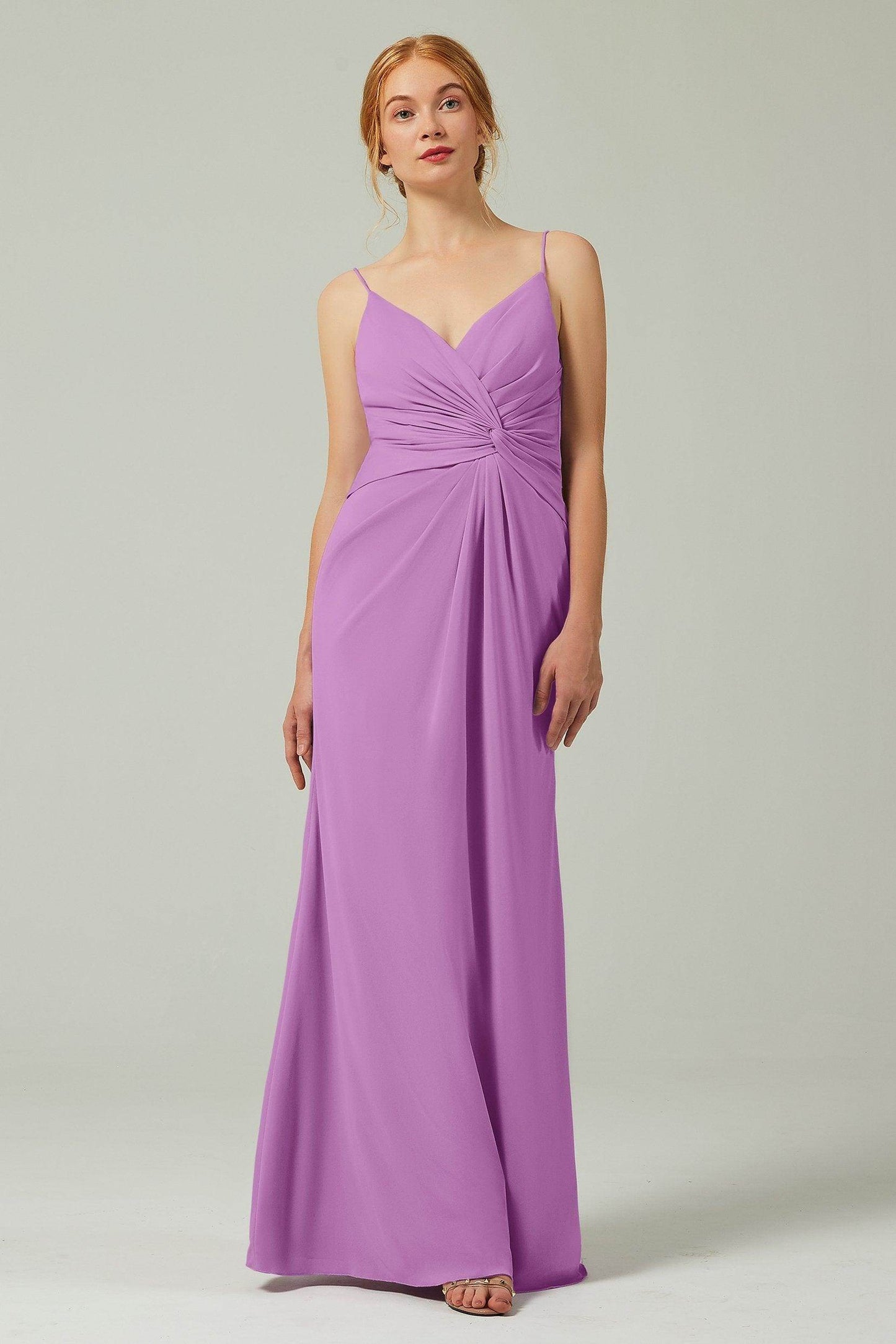 Sheath-Column Floor Length Chiffon Bridesmaid Dress CB0350 - COCOMELODY