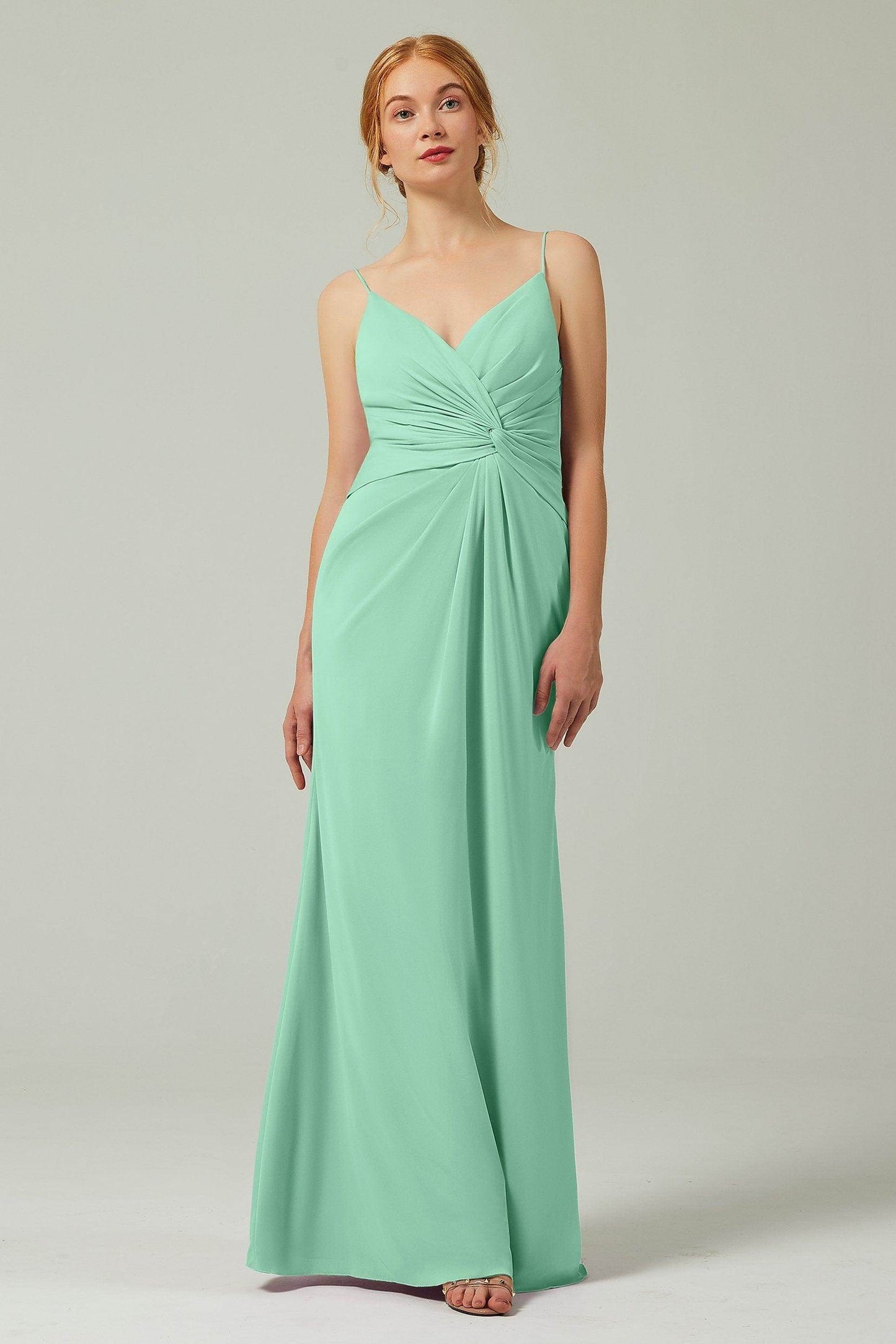 Sheath-Column Floor Length Chiffon Bridesmaid Dress CB0350 - COCOMELODY