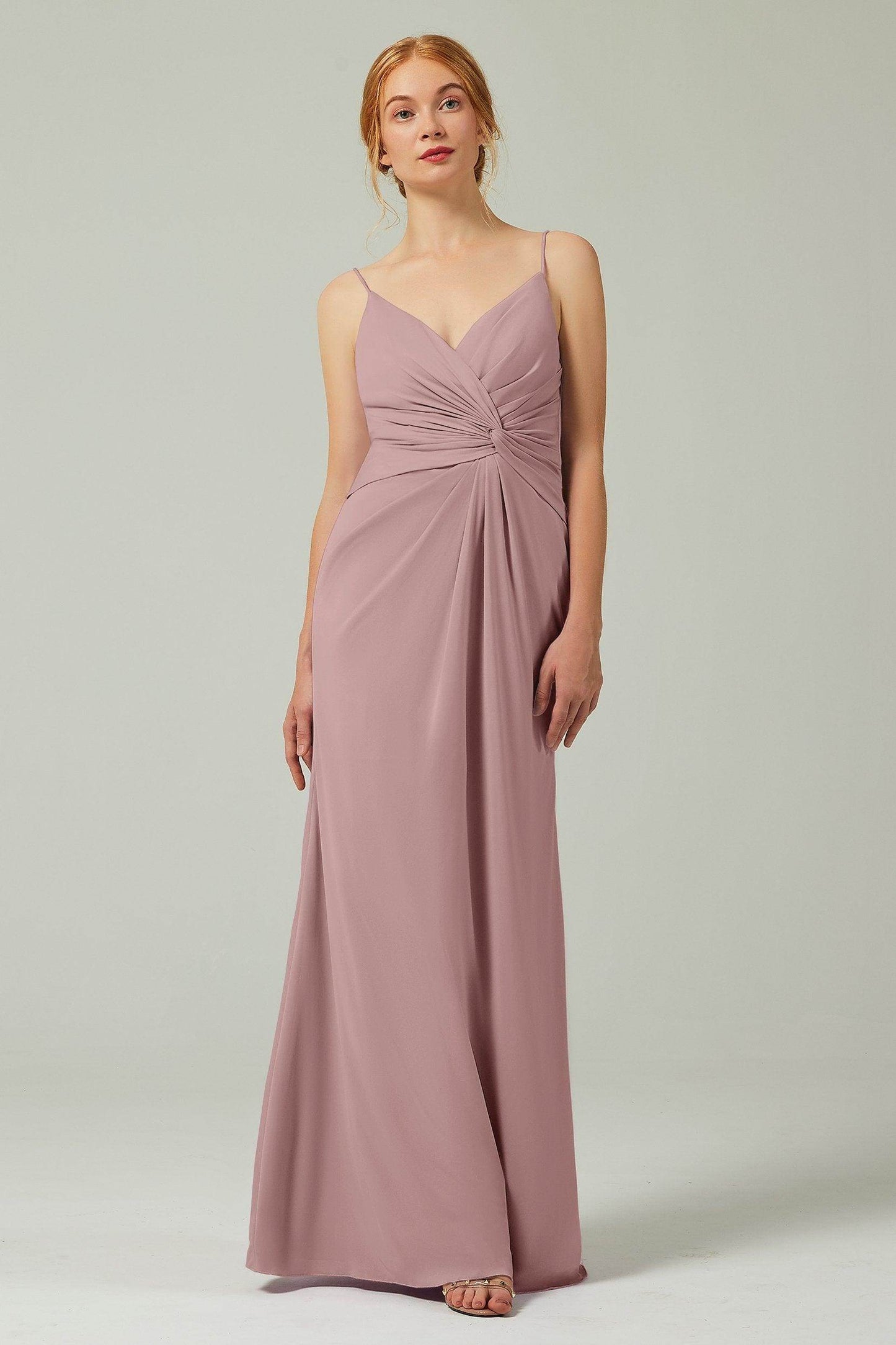 Sheath-Column Floor Length Chiffon Bridesmaid Dress CB0350 - COCOMELODY