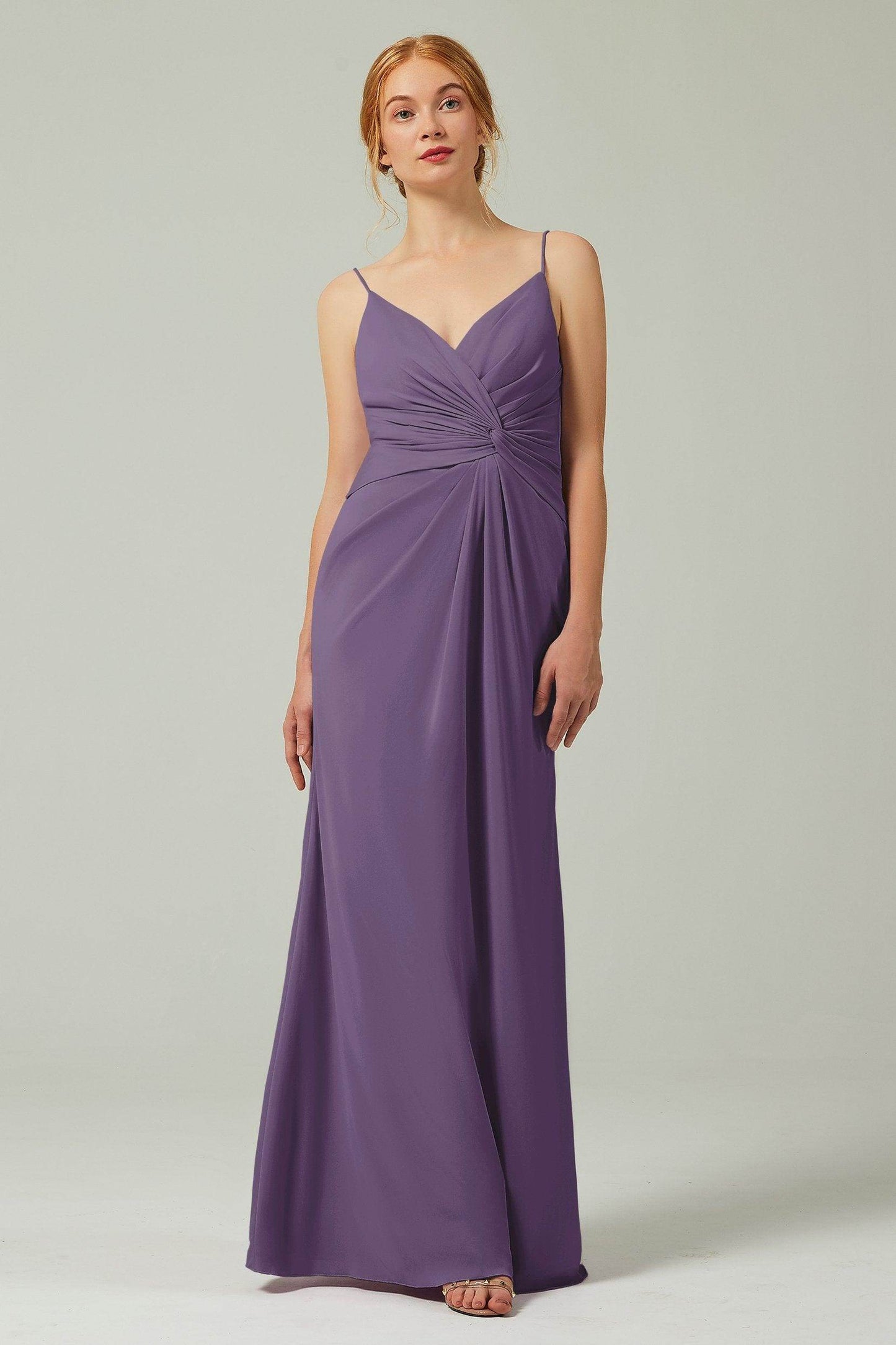 Sheath-Column Floor Length Chiffon Bridesmaid Dress CB0350 - COCOMELODY