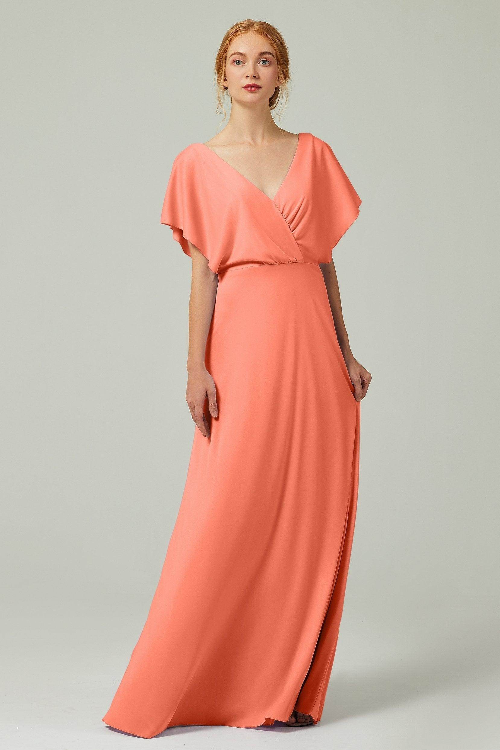 A-Line Floor Length Chiffon Bridesmaid Dress CB0351 - COCOMELODY
